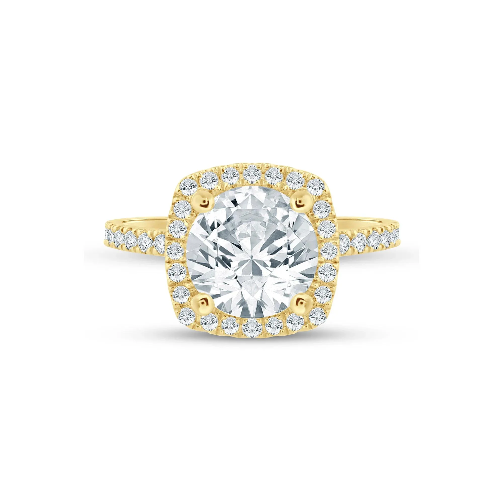 4 CT. Tw. Lab Grown Diamond Halo Engagement Ring 14K Yellow Gold Size 6 1.5mm