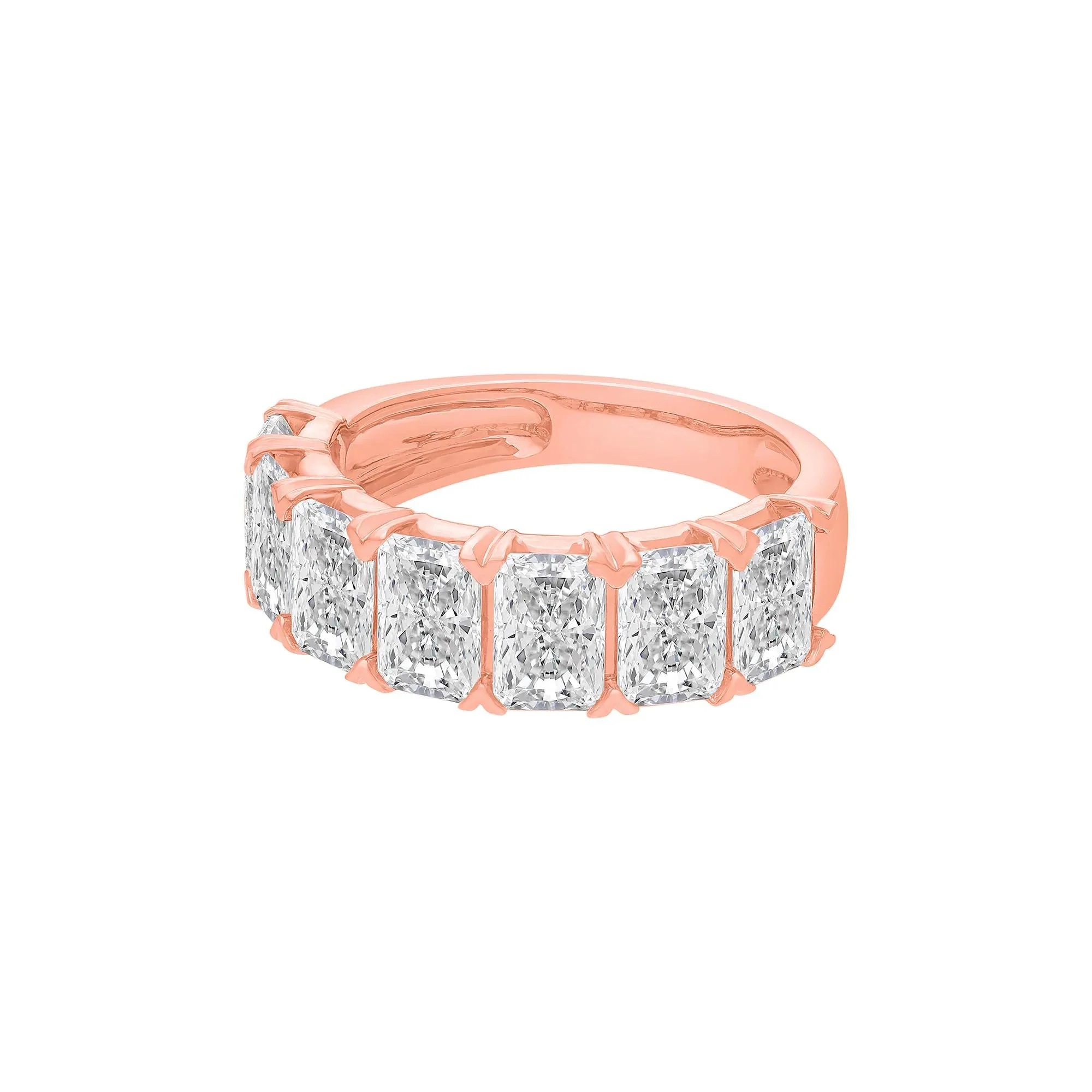 5 CT. Tw. Lab Grown Diamond Radiant Anniversary Band Ring 14K Rose Gold Size 6 - Image 4