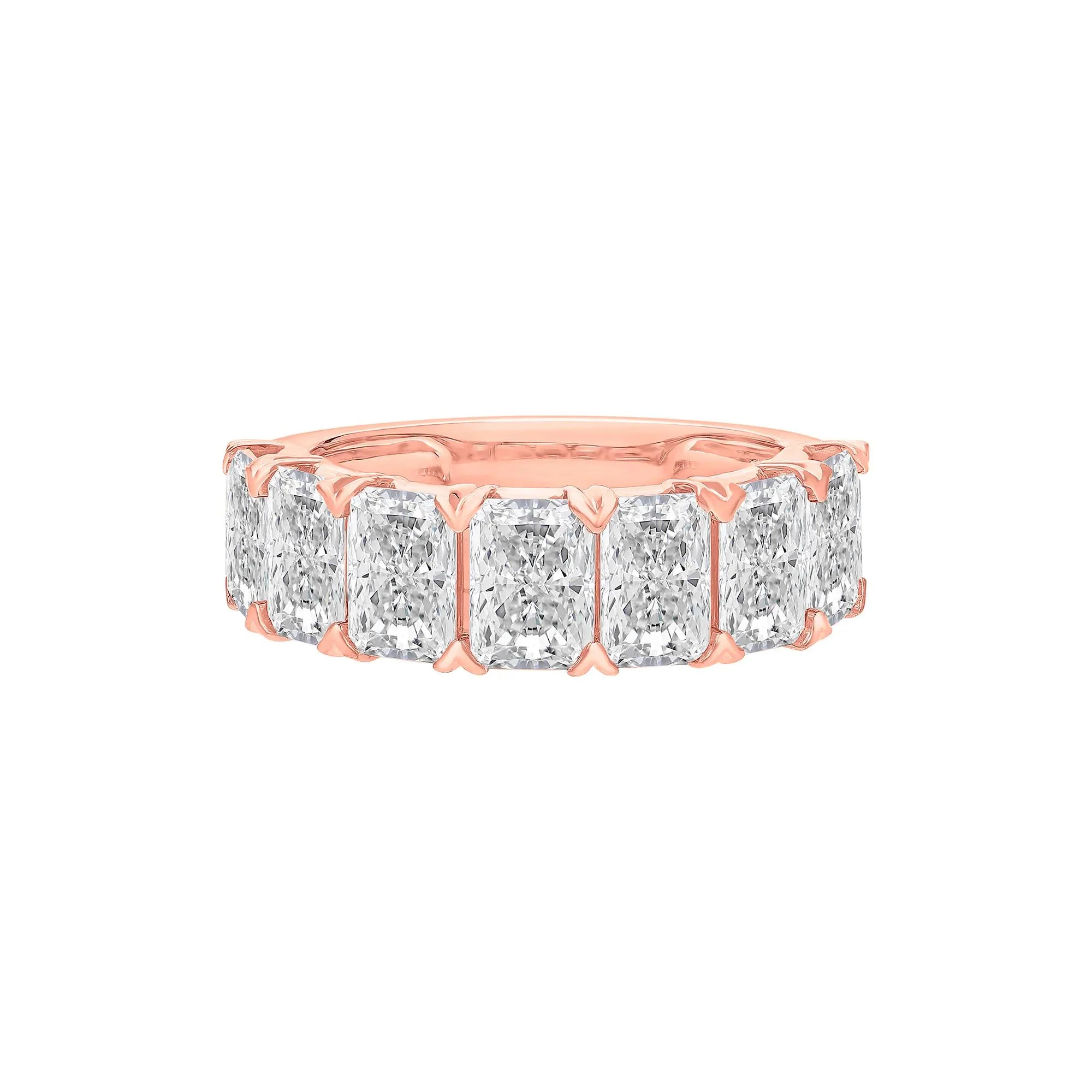 5 CT. Tw. Lab Grown Diamond Radiant Anniversary Band Ring 14K Rose Gold Size 7.5