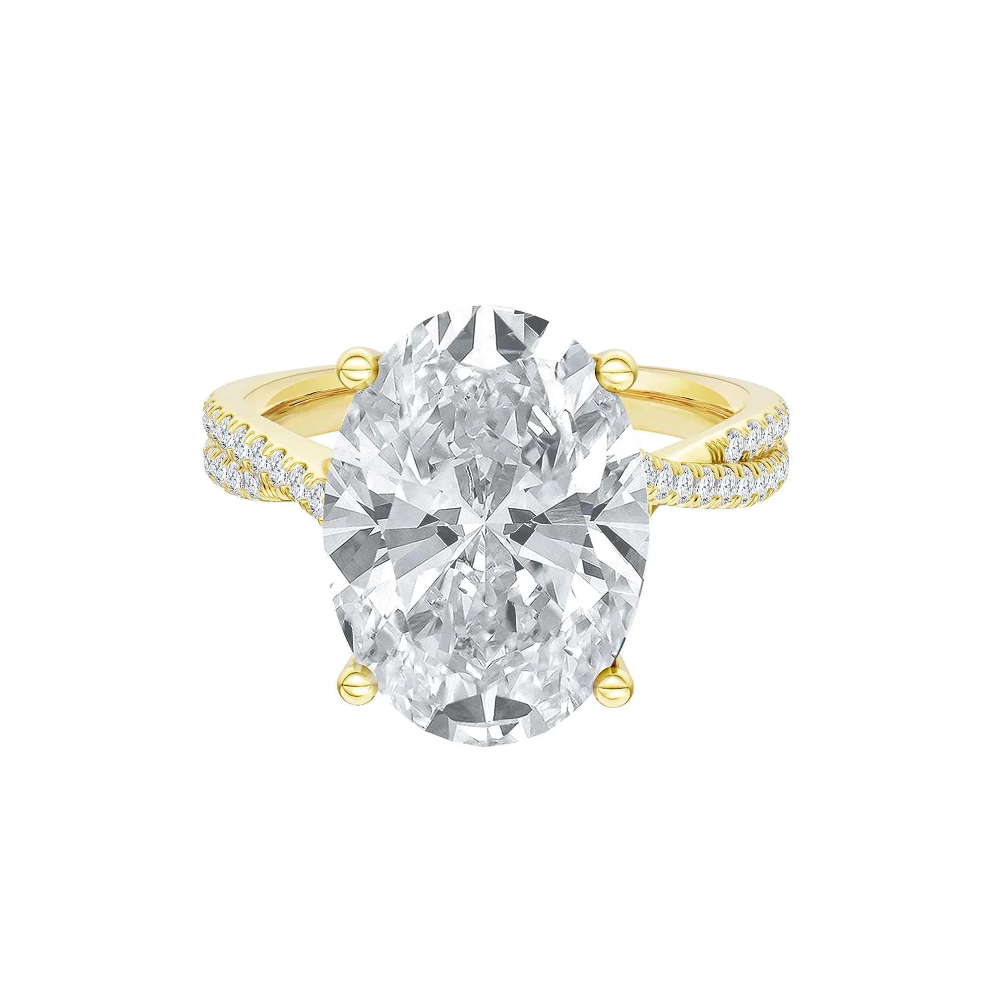 6 1/3 CT. Tw. Lab Grown Diamond Engagement Ring 14K Yellow Gold Size 6.5 2mm