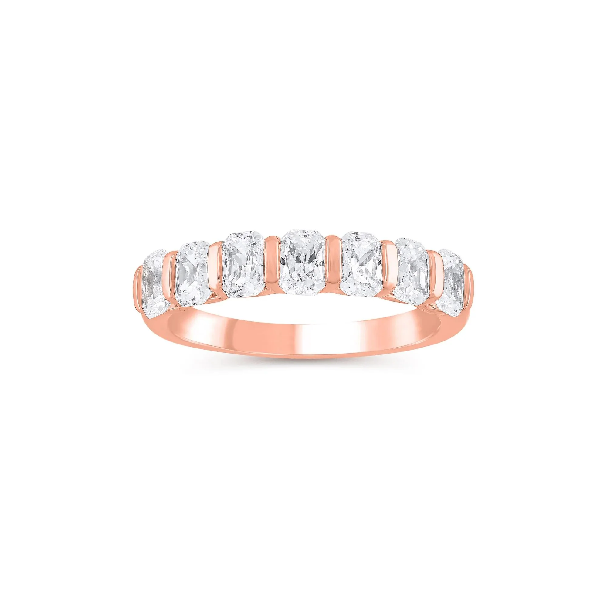 1 3/8 CT. Tw. Lab Grown Diamond Radiant-Cut Anniversary Band Ring 14K Rose Gold Size 5.5 4mm