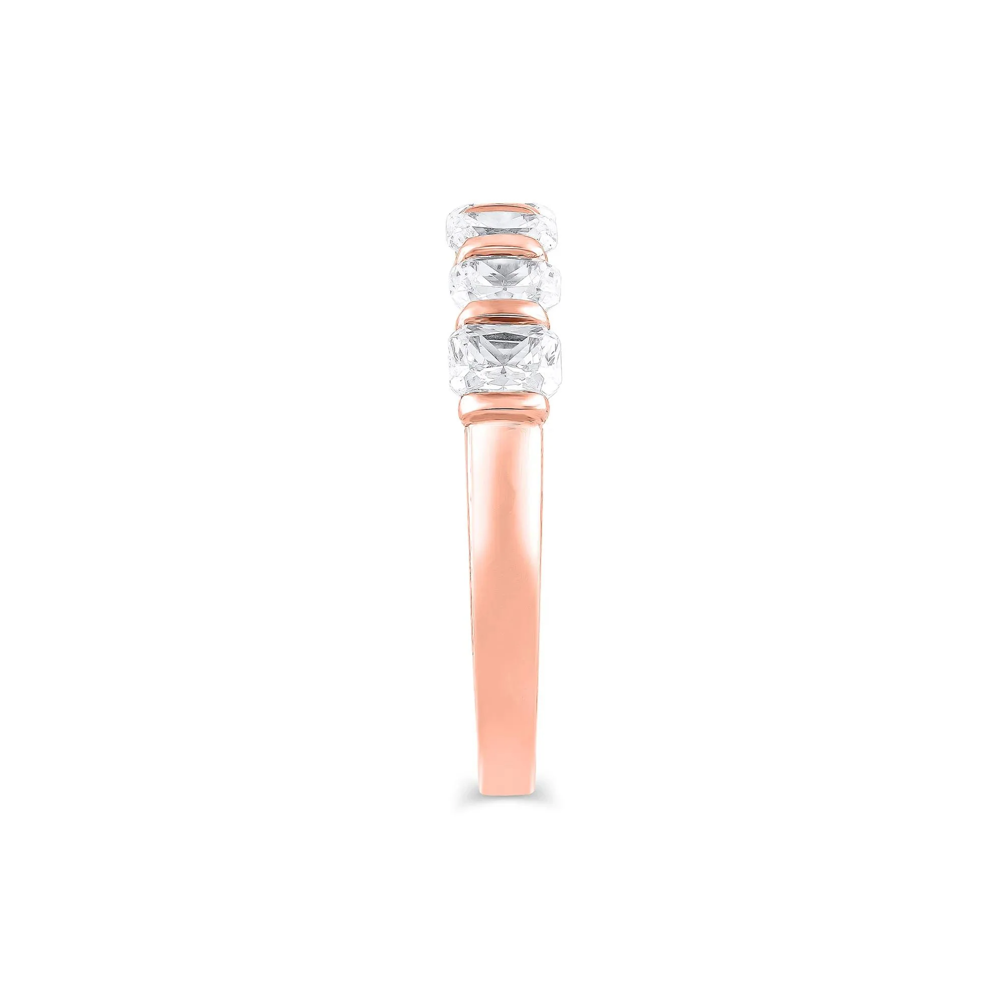 1 3/8 CT. Tw. Lab Grown Diamond Radiant-Cut Anniversary Band Ring 14K Rose Gold Size 6 4mm - Image 3
