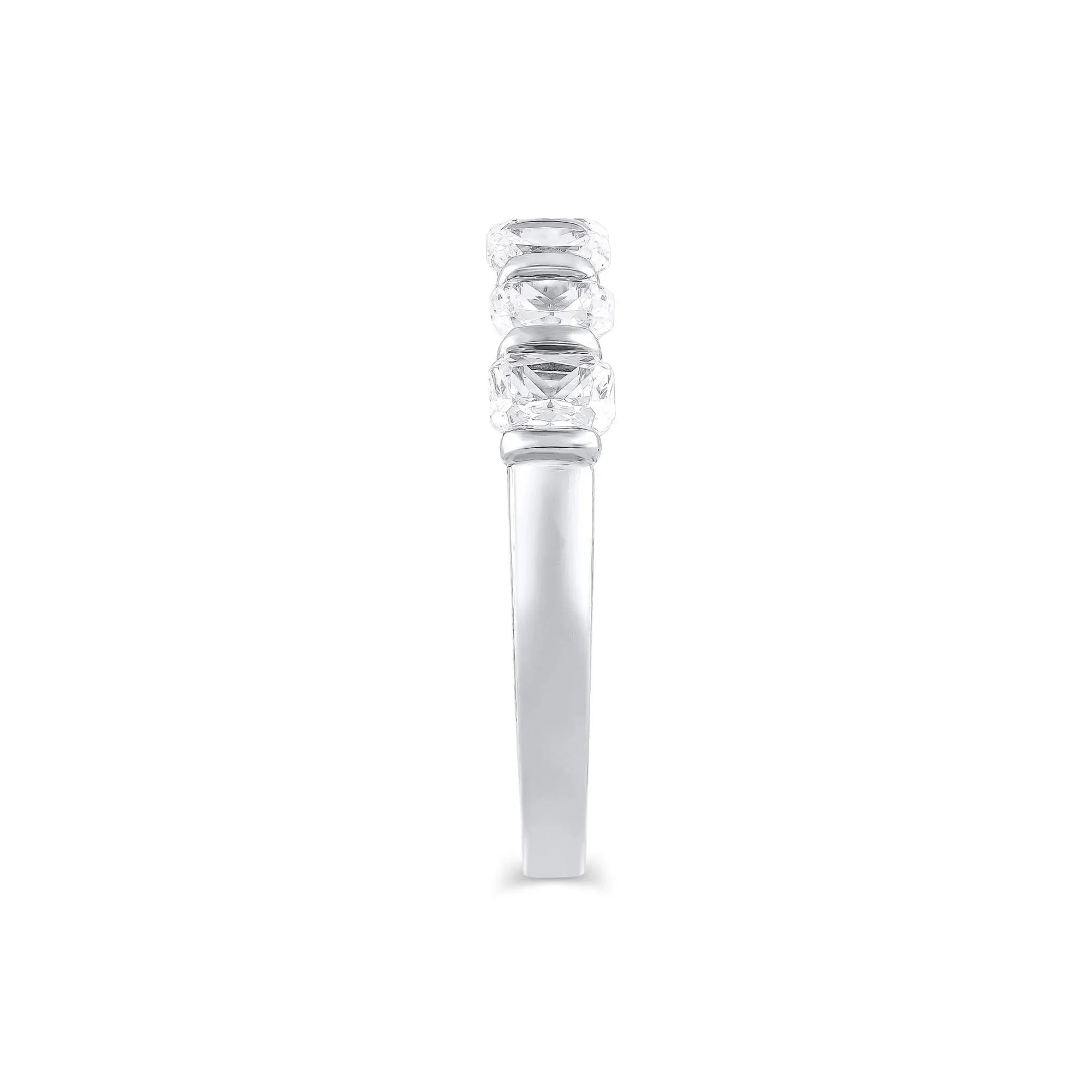 1 3/8 CT. Tw. Lab Grown Diamond Radiant-Cut Anniversary Band Ring 14K White Gold Size 5 4mm - Image 3