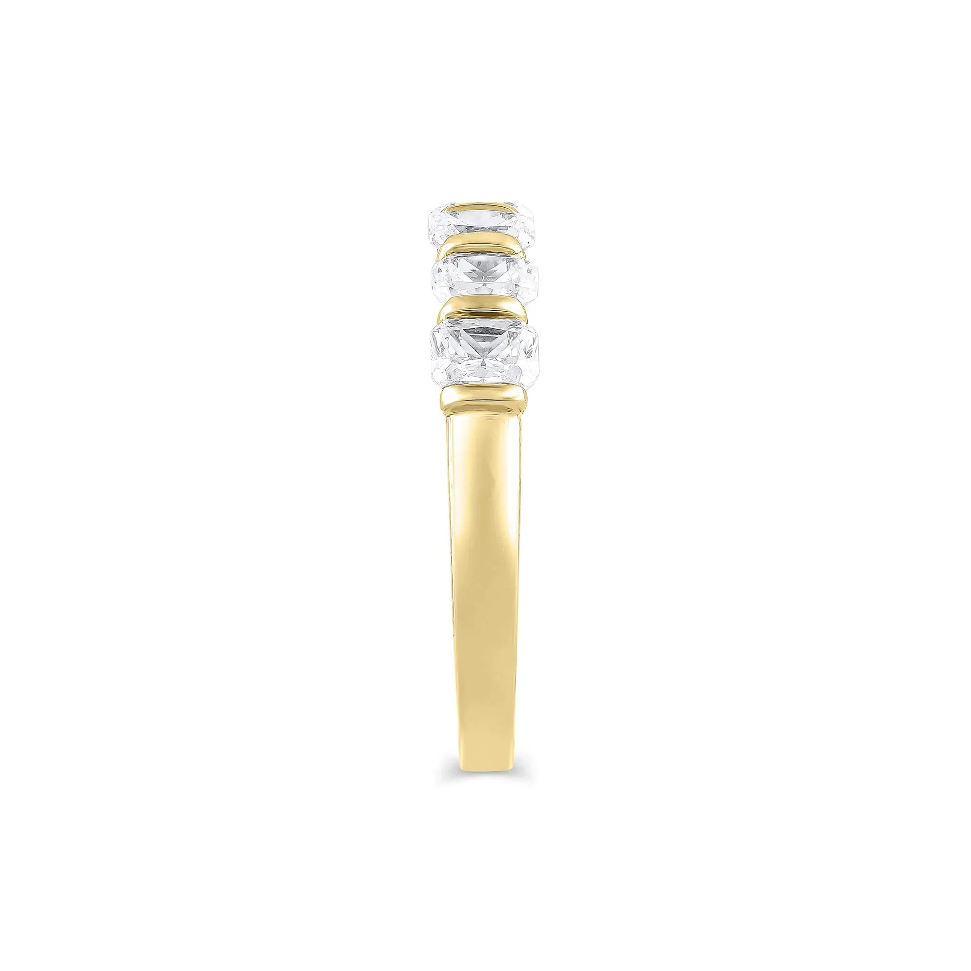 1 3/8 CT. Tw. Lab Grown Diamond Radiant-Cut Anniversary Band Ring 14K Yellow Gold Size 6.5 4mm - Image 3