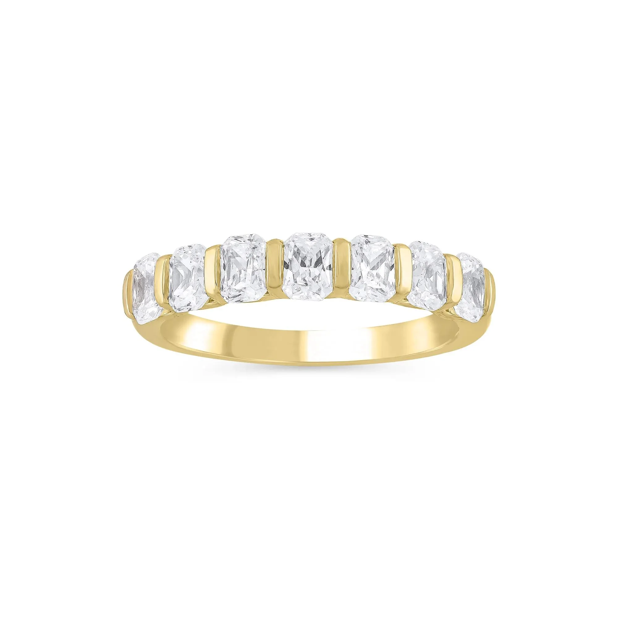 1 3/8 CT. Tw. Lab Grown Diamond Radiant-Cut Anniversary Band Ring 14K Yellow Gold Size 7.5 4mm