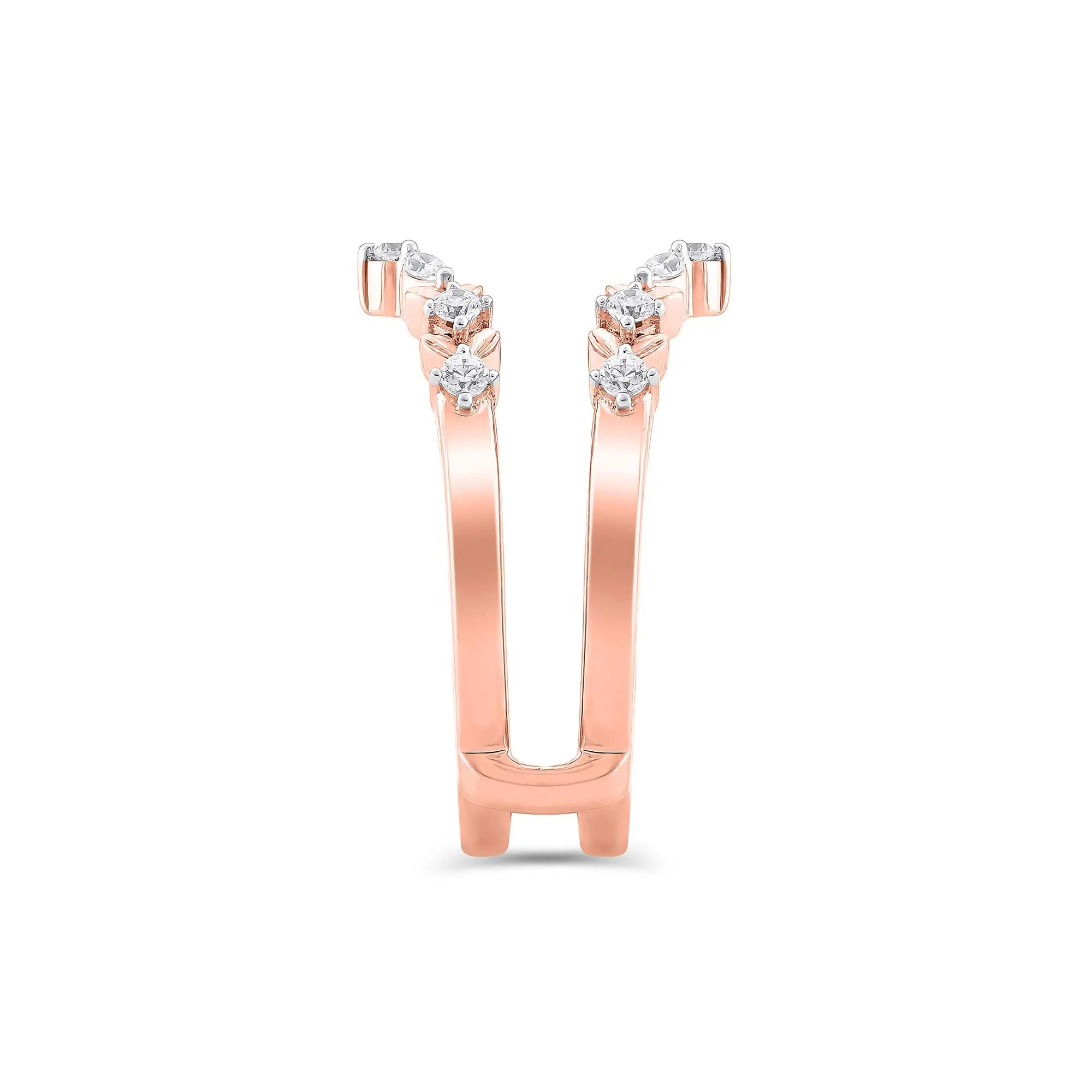 1/3 CT. Tw. Lab Grown Diamond Round & Marquise Insert 14K Rose Gold Ring Round Brilliant Cut Size 9.5 - Image 3