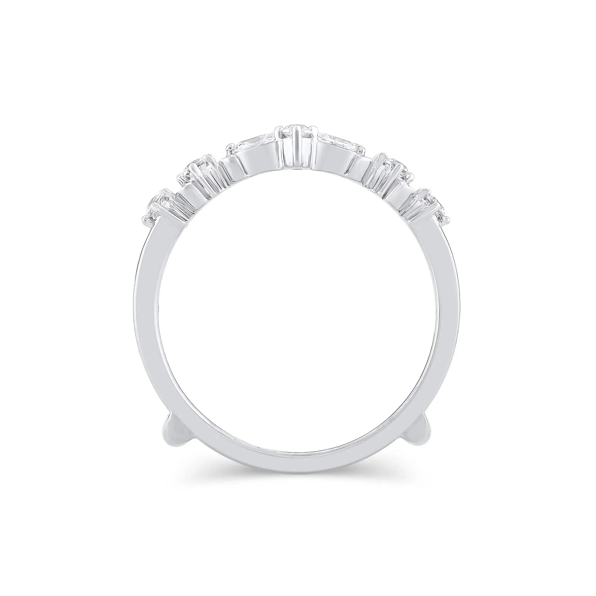 1/3 CT. Tw. Lab Grown Diamond Round & Marquise Insert 14K White Gold Ring Round Brilliant Cut Size 5.5 - Image 2