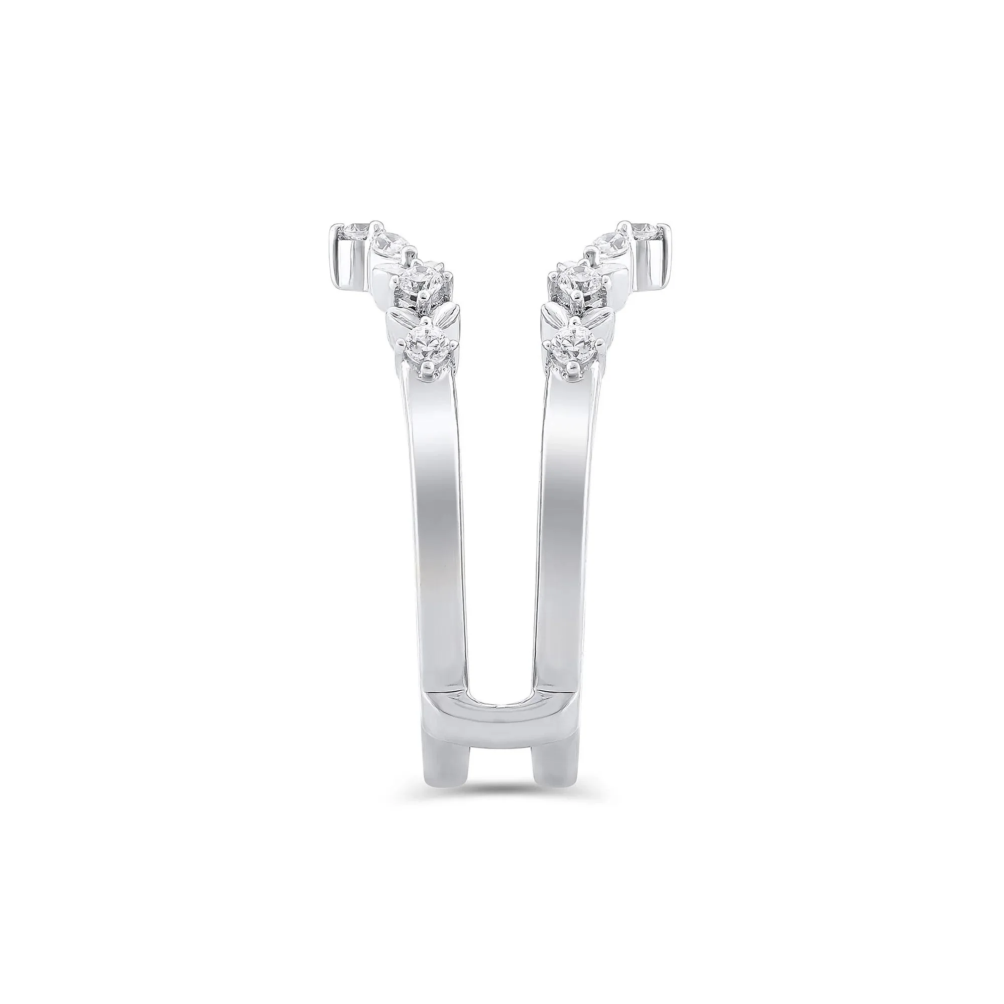 1/3 CT. Tw. Lab Grown Diamond Round & Marquise Insert 14K White Gold Ring Round Brilliant Cut Size 9 - Image 3