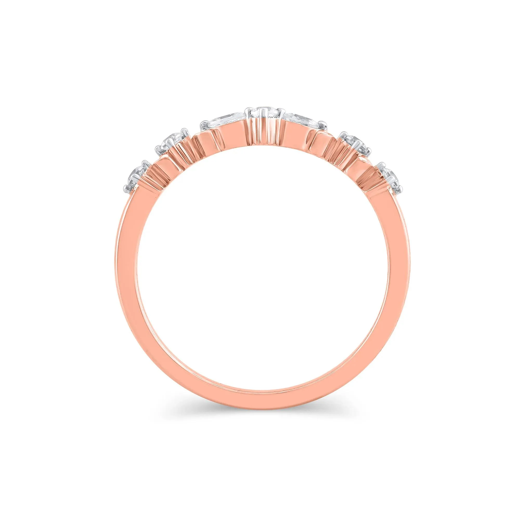 1/7 CT. Tw. Lab Grown Diamond Contour Band Ring 14K Rose Gold Round Brilliant Cut Size 7.5 5mm - Image 2