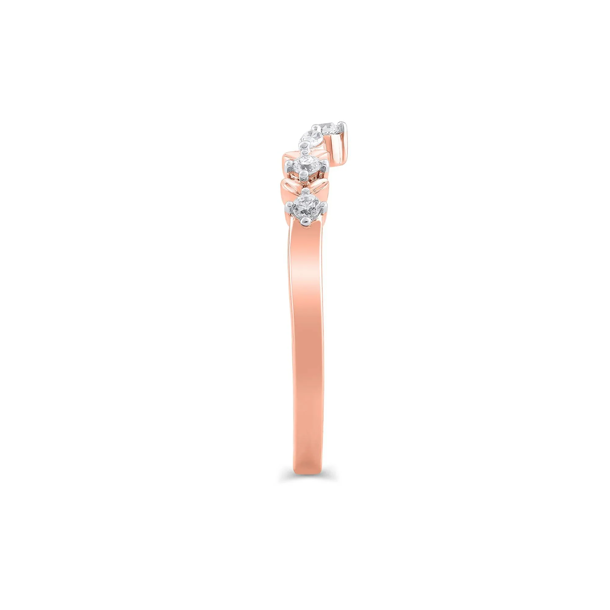1/7 CT. Tw. Lab Grown Diamond Contour Band Ring 14K Rose Gold Round Brilliant Cut Size 7.5 5mm - Image 3