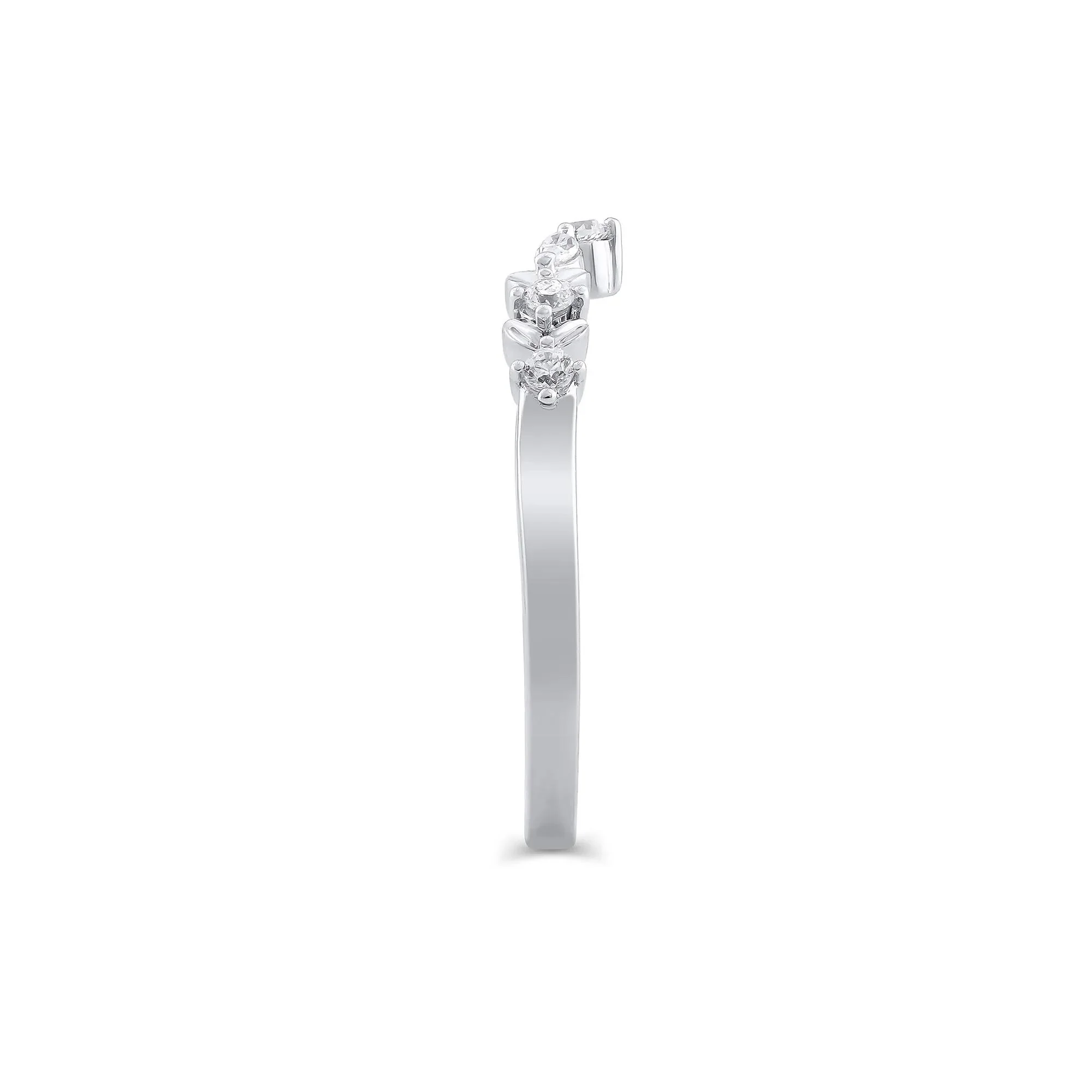 1/7 CT. Tw. Lab Grown Diamond Contour Band Ring 14K White Gold Round Brilliant Cut Size 10 5mm - Image 3