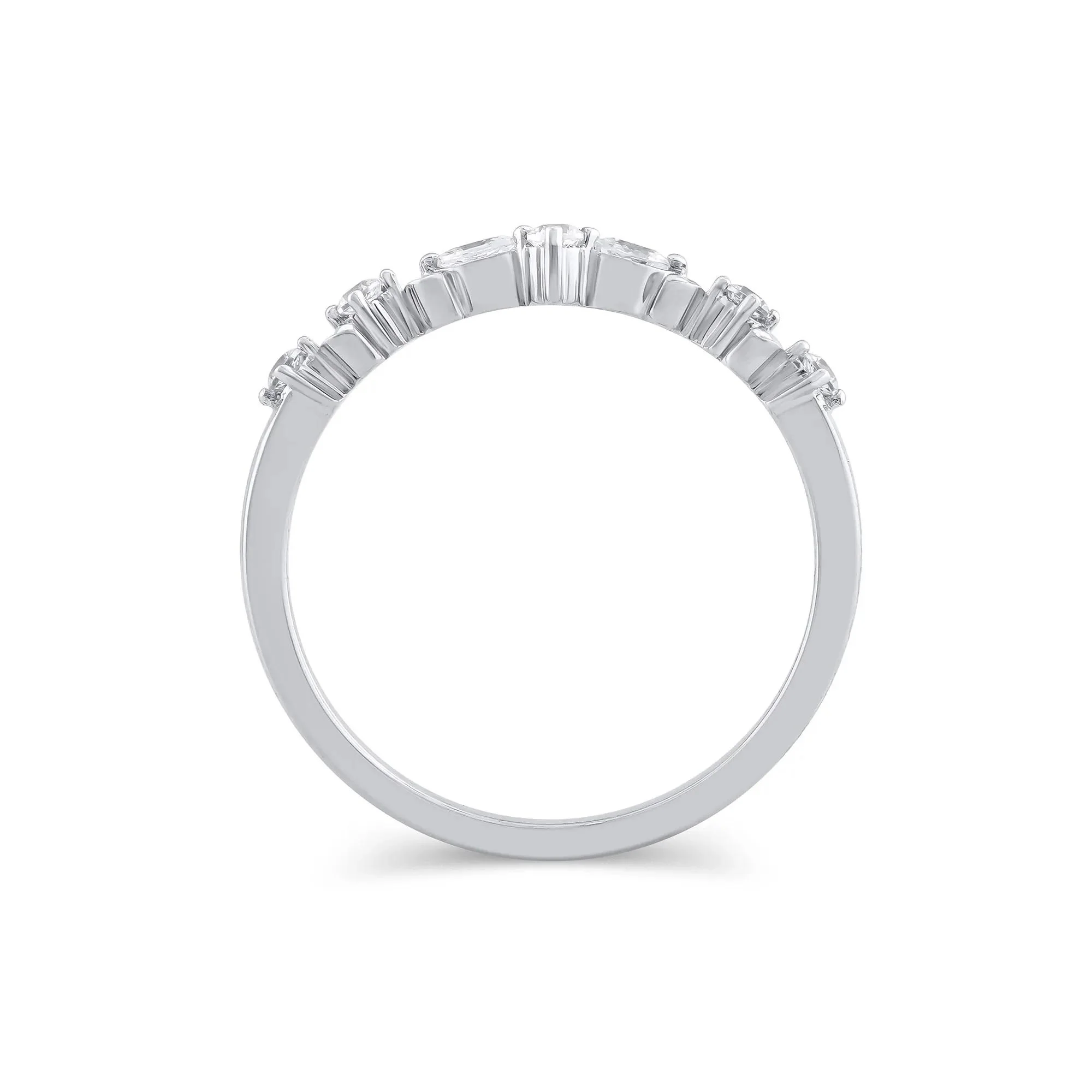 1/7 CT. Tw. Lab Grown Diamond Contour Band Ring 14K White Gold Round Brilliant Cut Size 9.5 5mm - Image 2