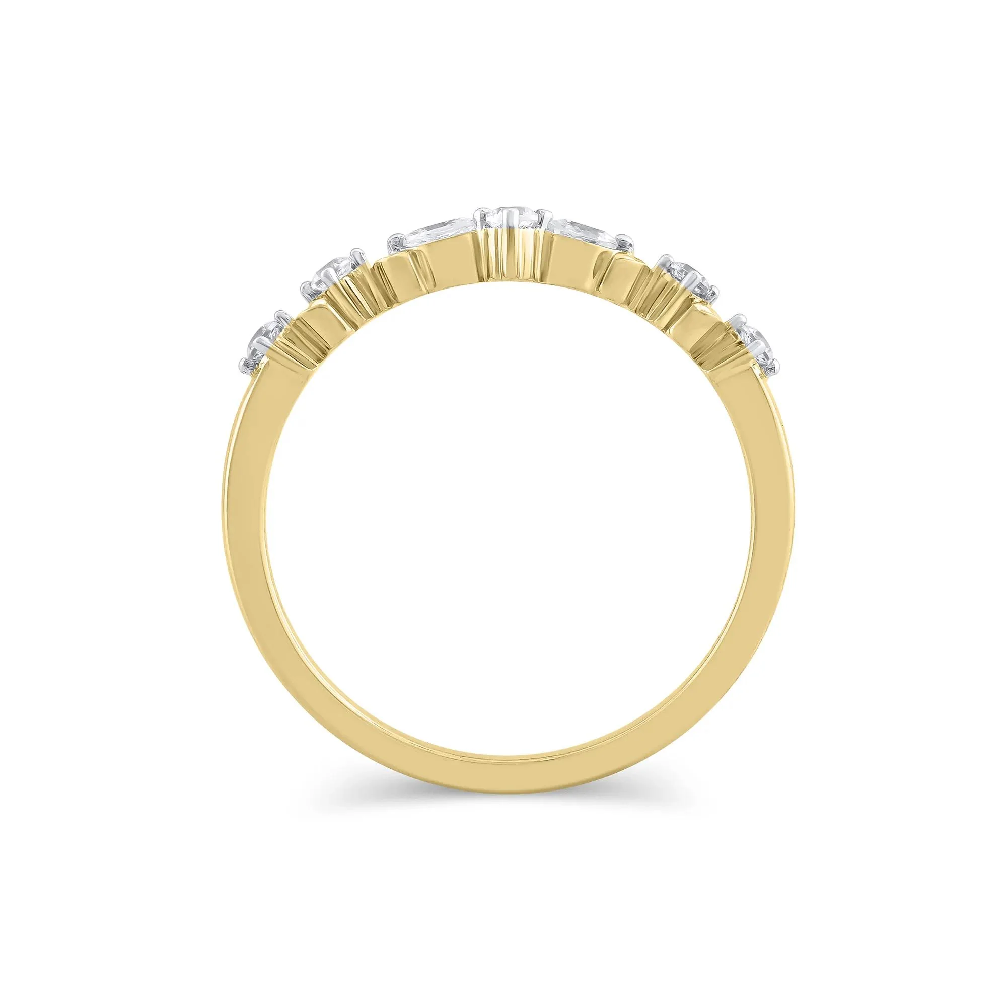 1/7 CT. Tw. Lab Grown Diamond Contour Band Ring 14K Yellow Gold Round Brilliant Cut Size 8 5mm - Image 2