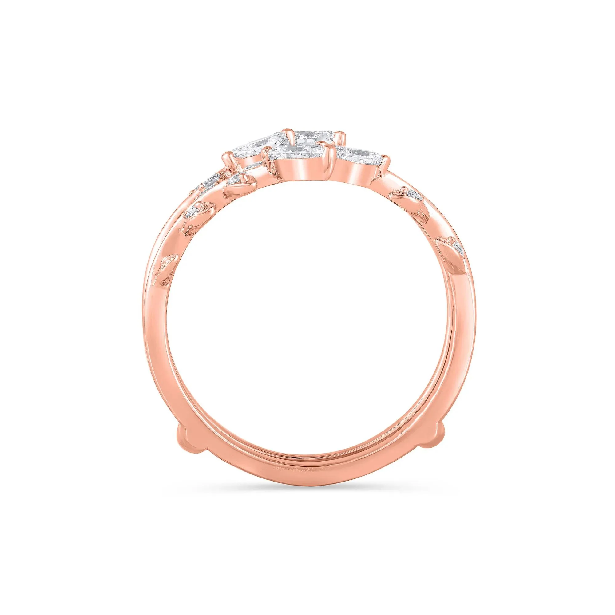 3/8 CT. Tw. Lab Grown Diamond Round and Marquise Insert 14K Rose Gold Ring Round Brilliant Cut Size 10 - Image 2