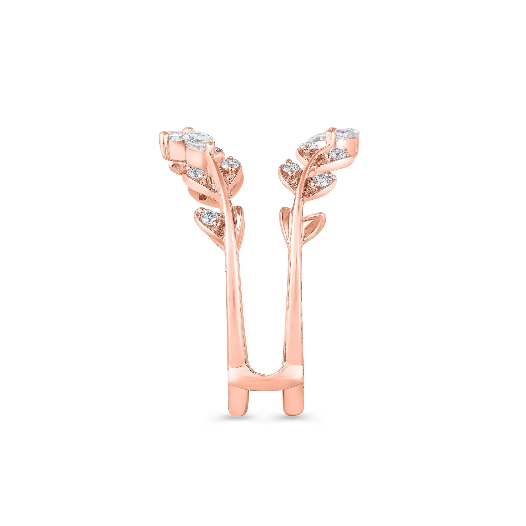 3/8 CT. Tw. Lab Grown Diamond Round and Marquise Insert 14K Rose Gold Ring Round Brilliant Cut Size 10 - Image 3