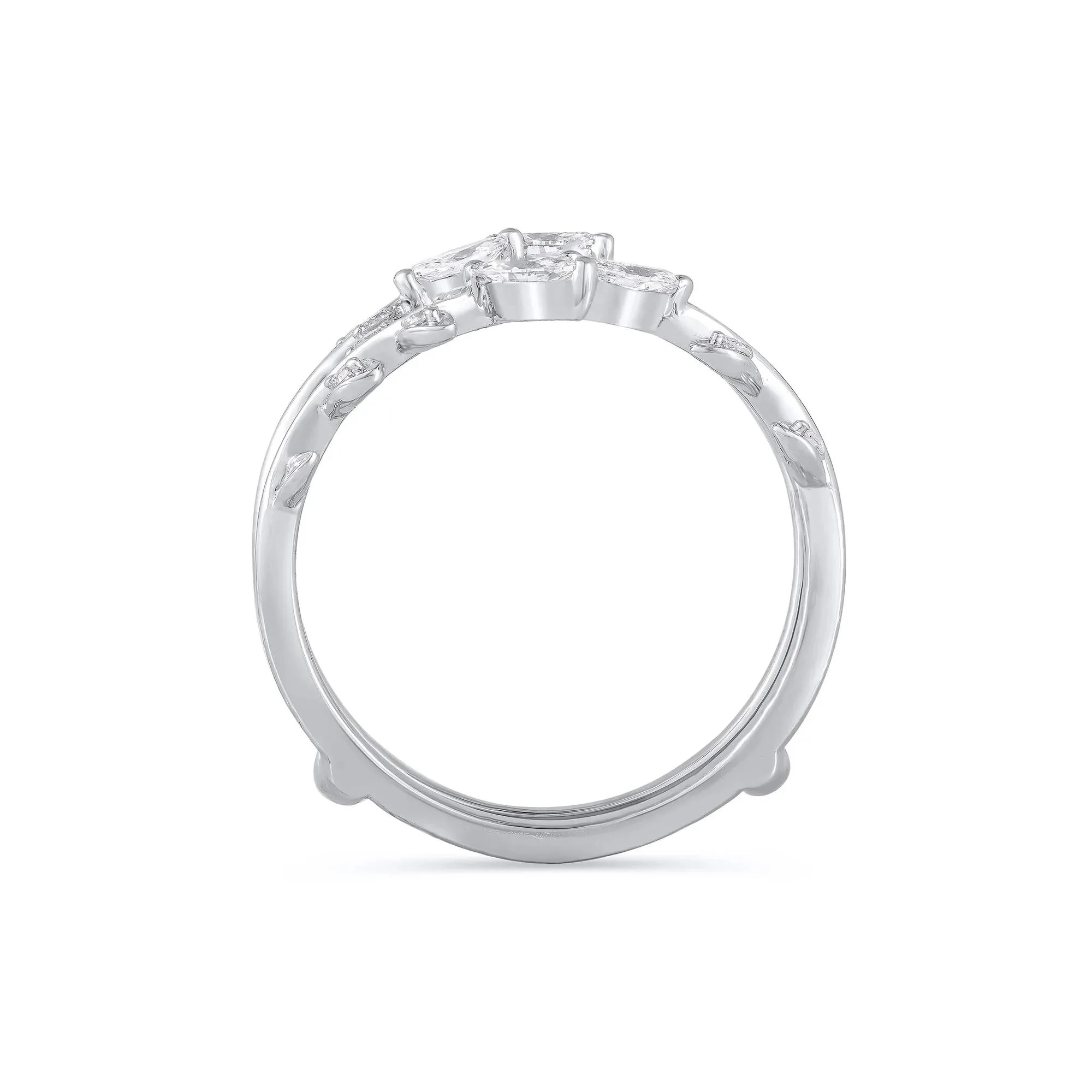 3/8 CT. Tw. Lab Grown Diamond Round and Marquise Insert 14K White Gold Ring Round Brilliant Cut Size 5 - Image 2