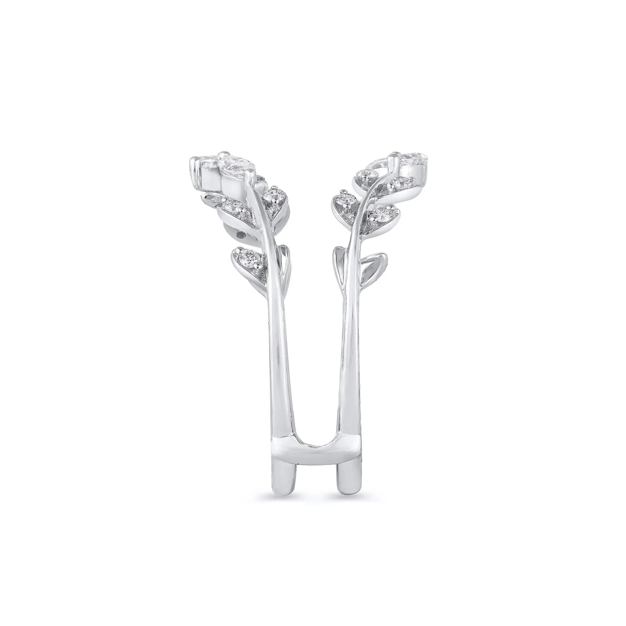 3/8 CT. Tw. Lab Grown Diamond Round and Marquise Insert 14K White Gold Ring Round Brilliant Cut Size 7.5 - Image 3