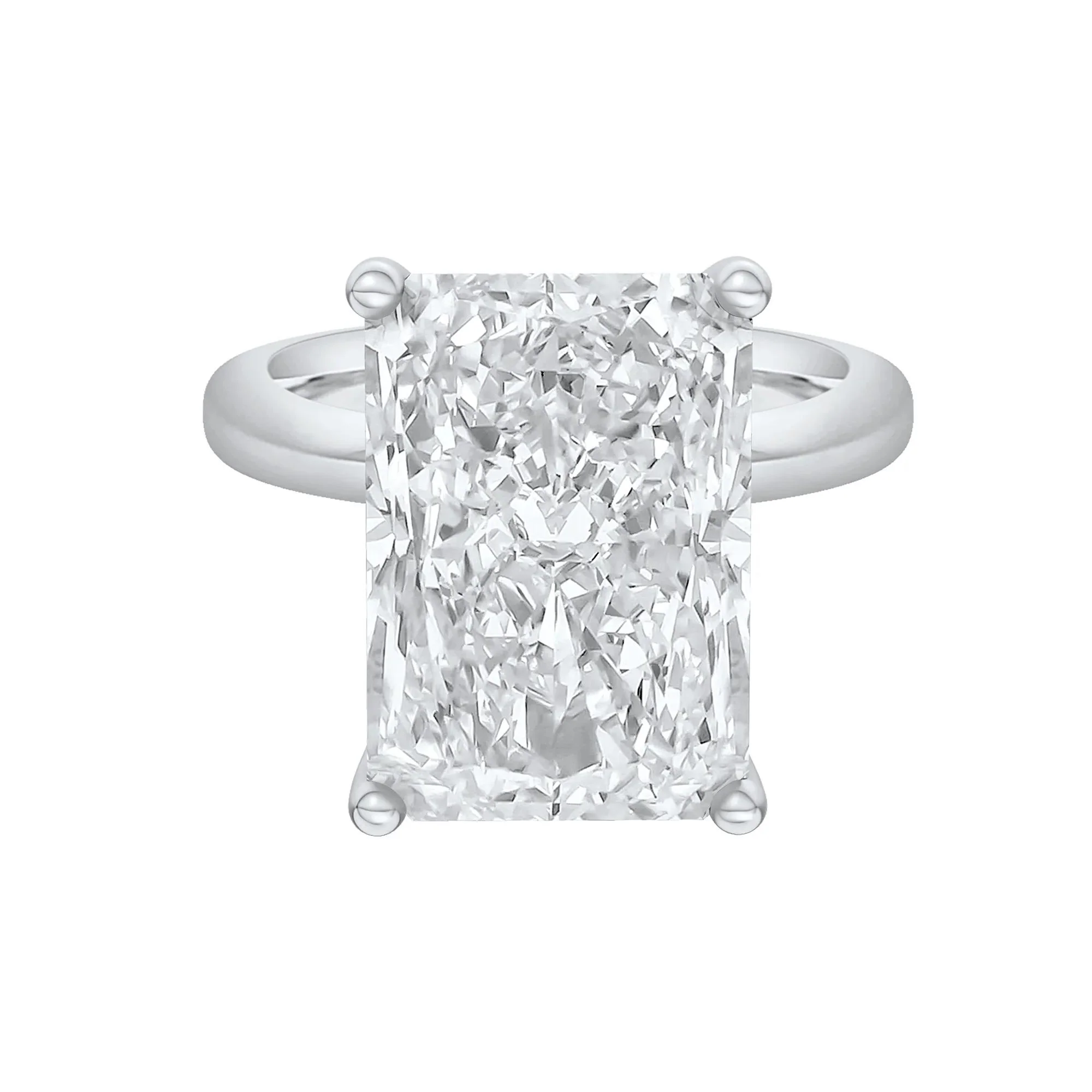 Lab Grown Diamond Radiant-Cut Solitaire Ring 14K White Gold (10 CT.) Size 4 2mm