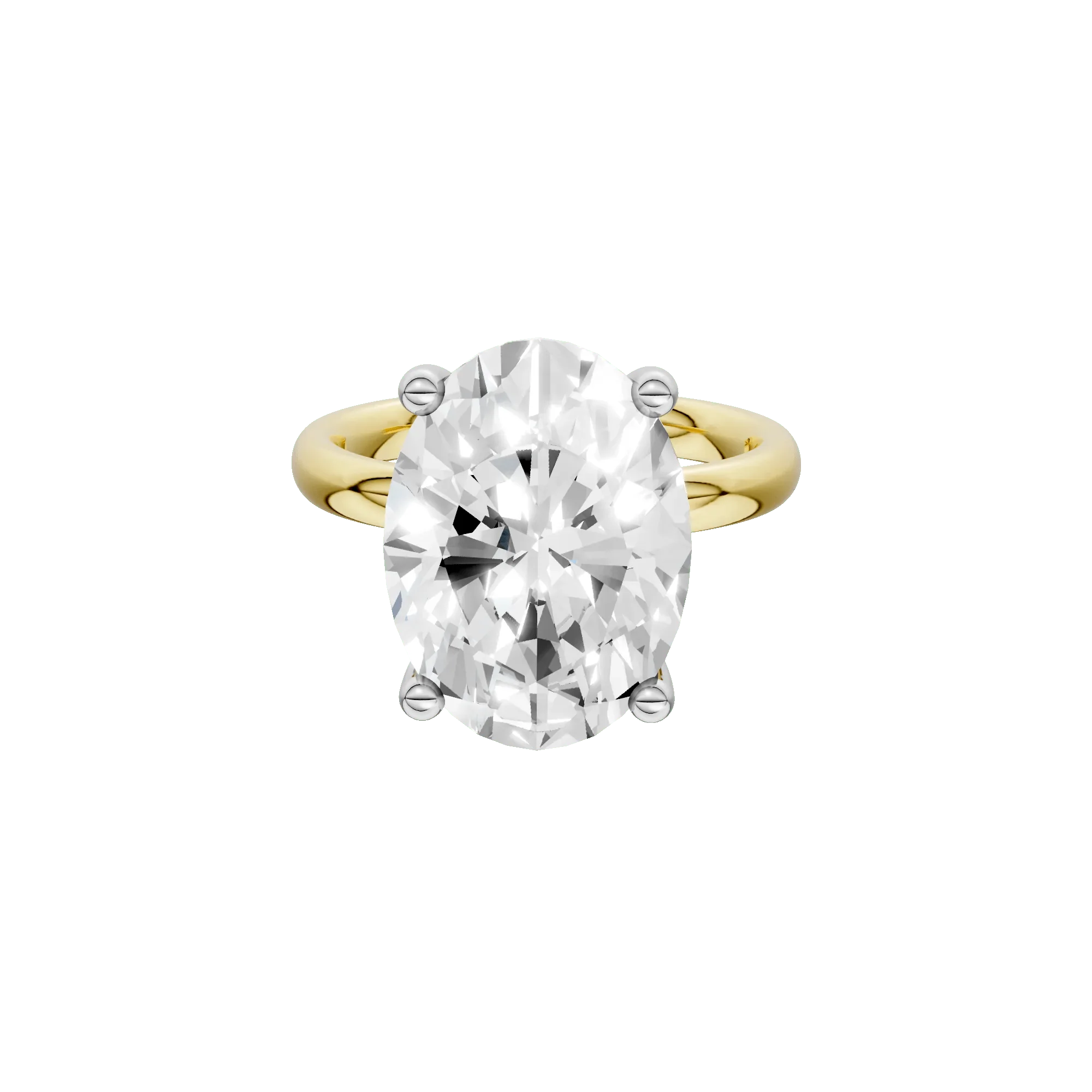 Lab Grown Diamond Oval Solitaire Ring 14K Yellow & White Gold (7 CT.) Size 5 2mm