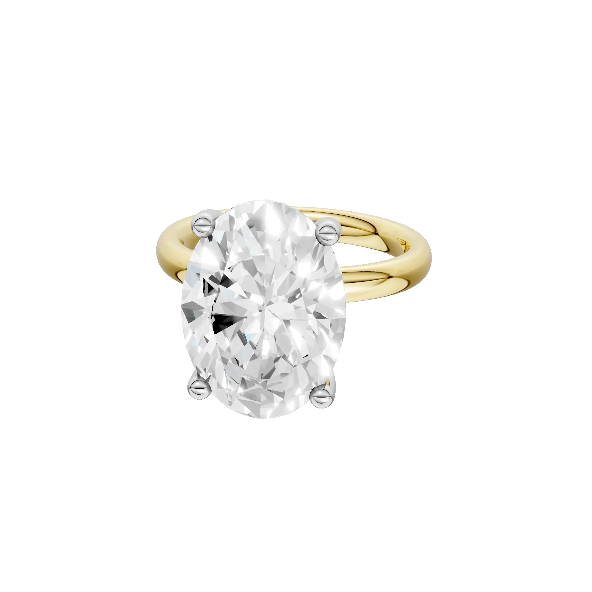 Lab Grown Diamond Oval Solitaire Ring 14K Yellow & White Gold (7 CT.) Size 5 2mm - Image 2
