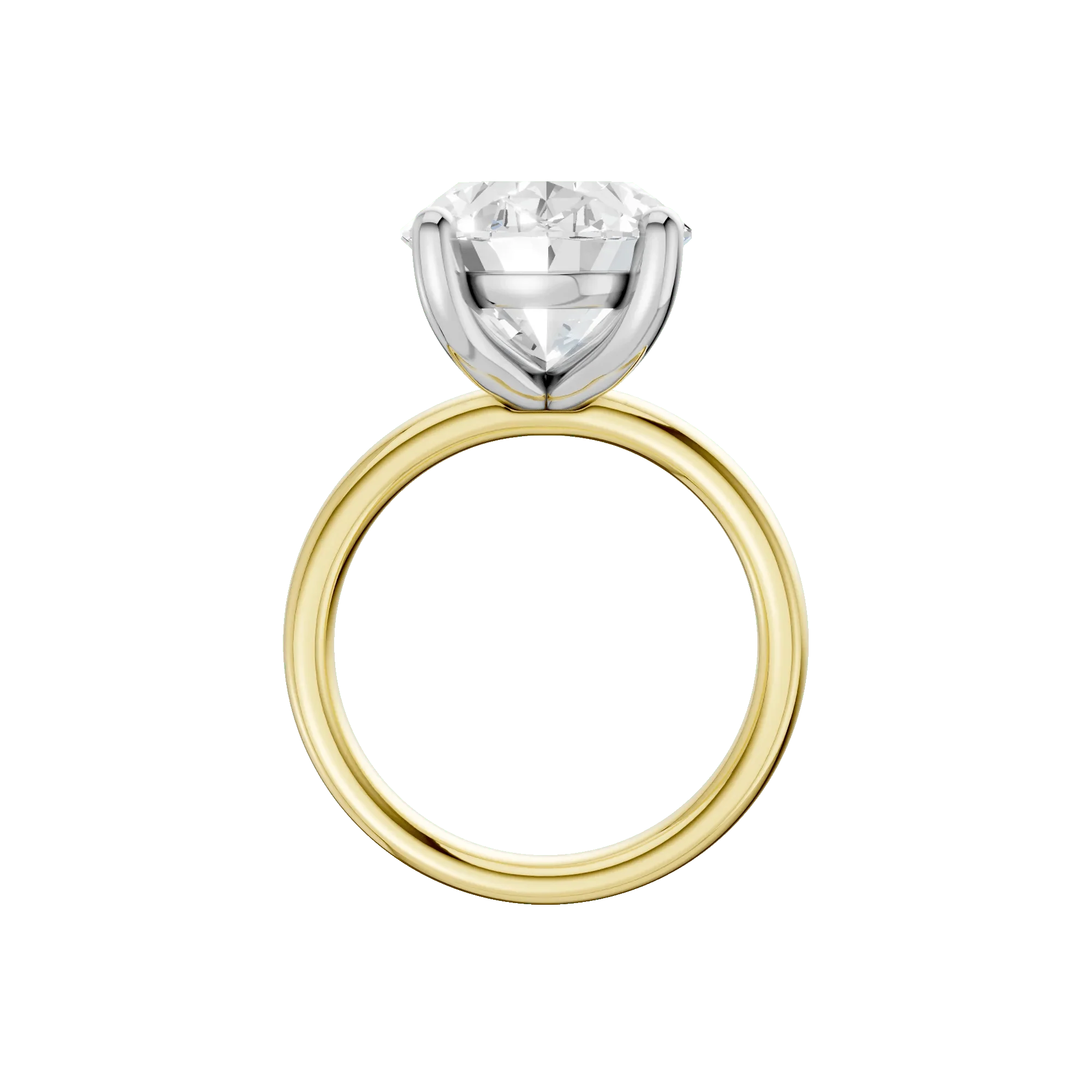 Lab Grown Diamond Oval Solitaire Ring 14K Yellow & White Gold (7 CT.) Size 7 2mm - Image 3