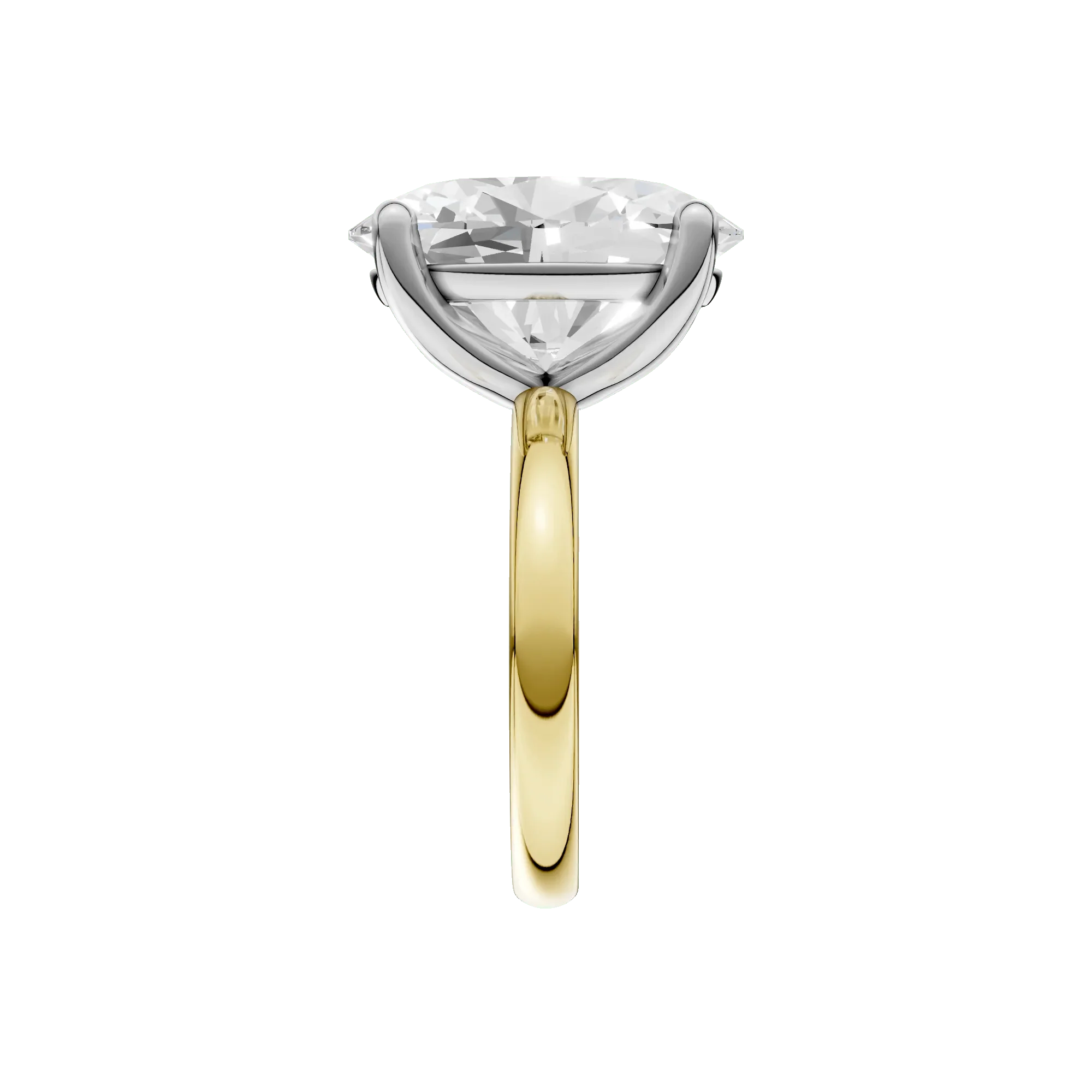 Lab Grown Diamond Oval Solitaire Ring 14K Yellow & White Gold (7 CT.) Size 7.5 2mm - Image 4