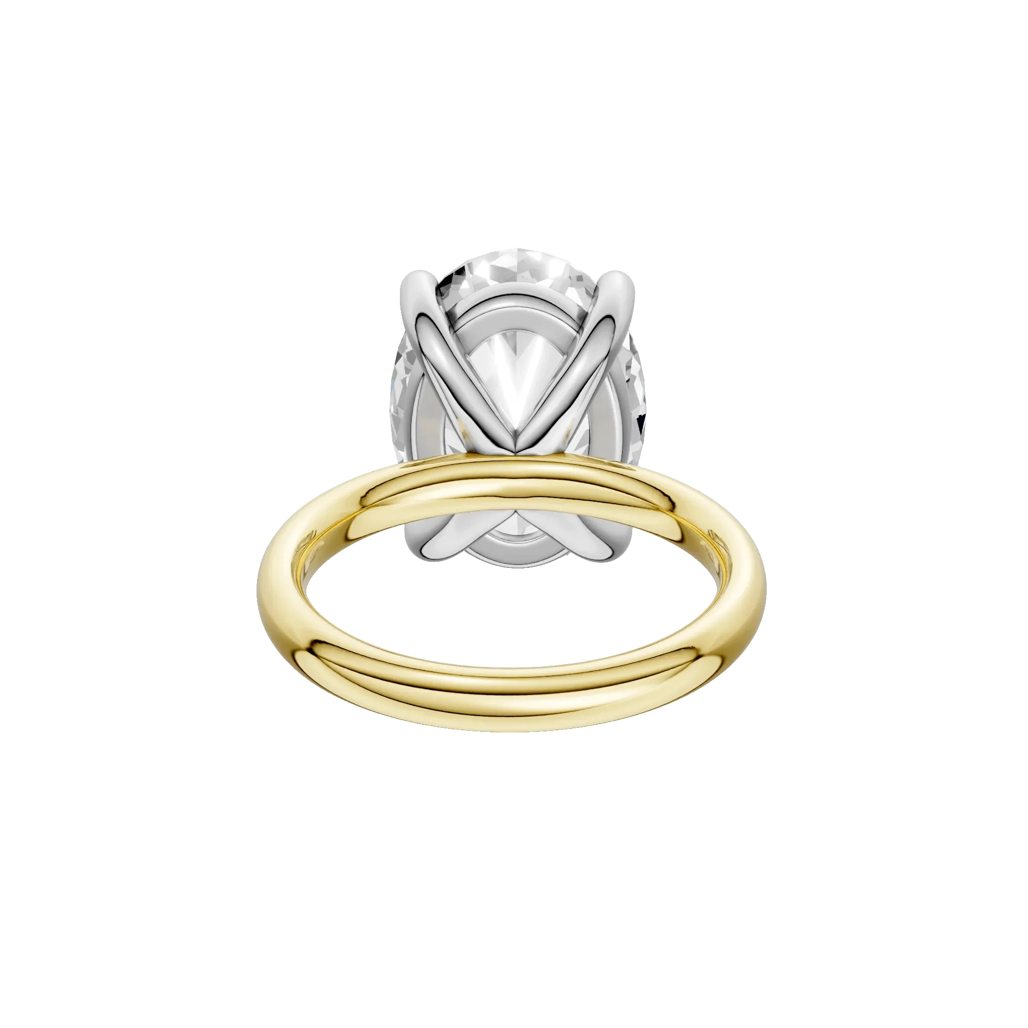 Lab Grown Diamond Oval Solitaire Ring 14K Yellow & White Gold (7 CT.) Size 9 2mm - Image 5
