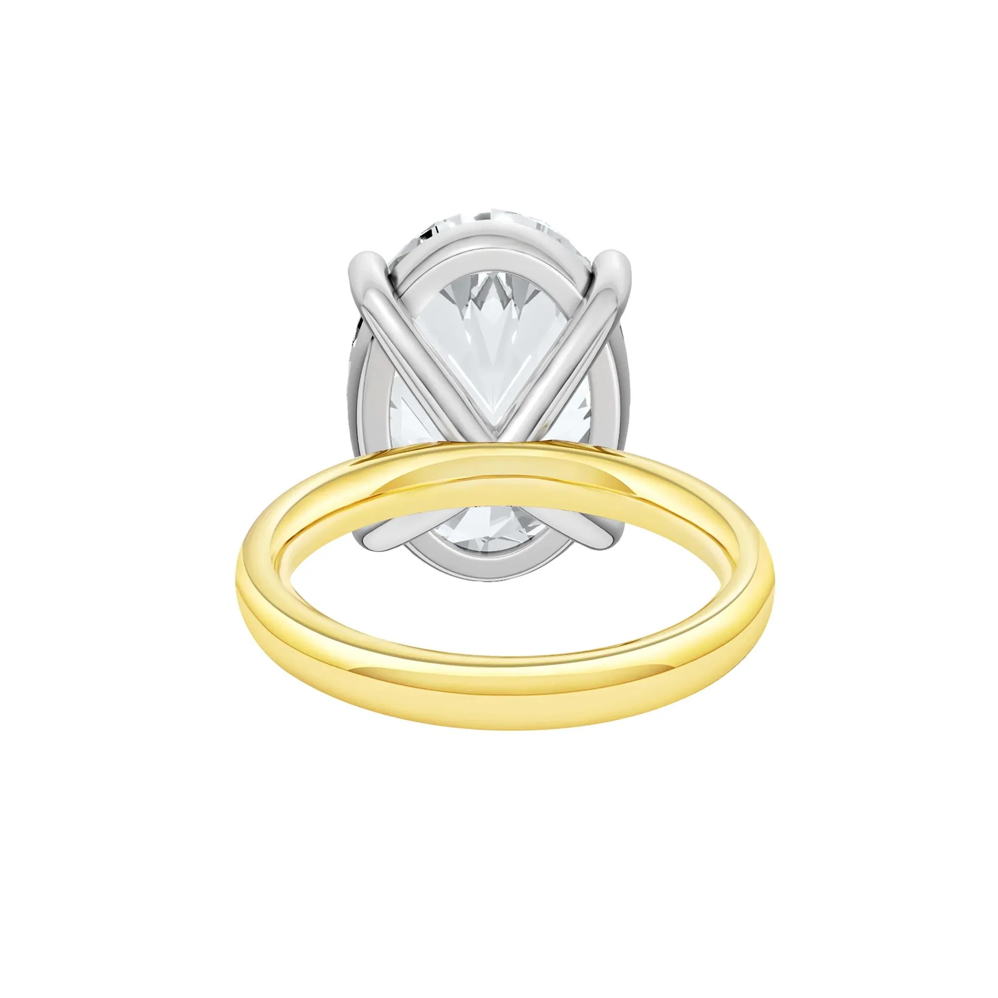 Lab Grown Diamond Oval Solitaire Ring 14K Yellow & White Gold (8 CT.) Size 4.5 2mm - Image 4