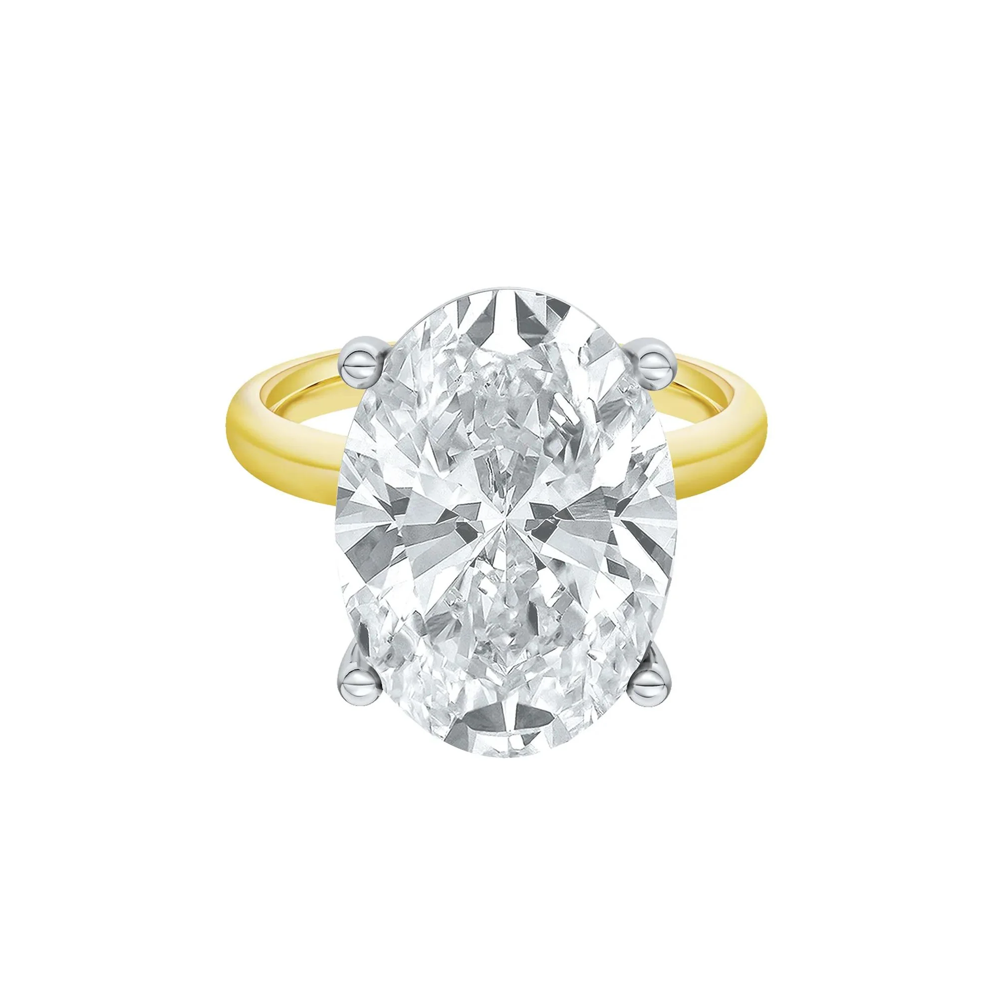 Lab Grown Diamond Oval Solitaire Ring 14K Yellow & White Gold (8 CT.) Size 5.5 2mm