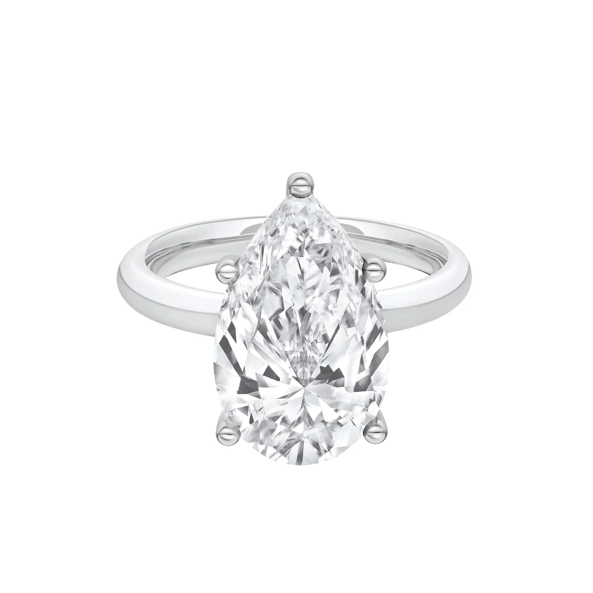 Lab Grown Diamond Pear-Shaped Solitaire Ring 14K White Gold (6 CT.) Size 5 2mm