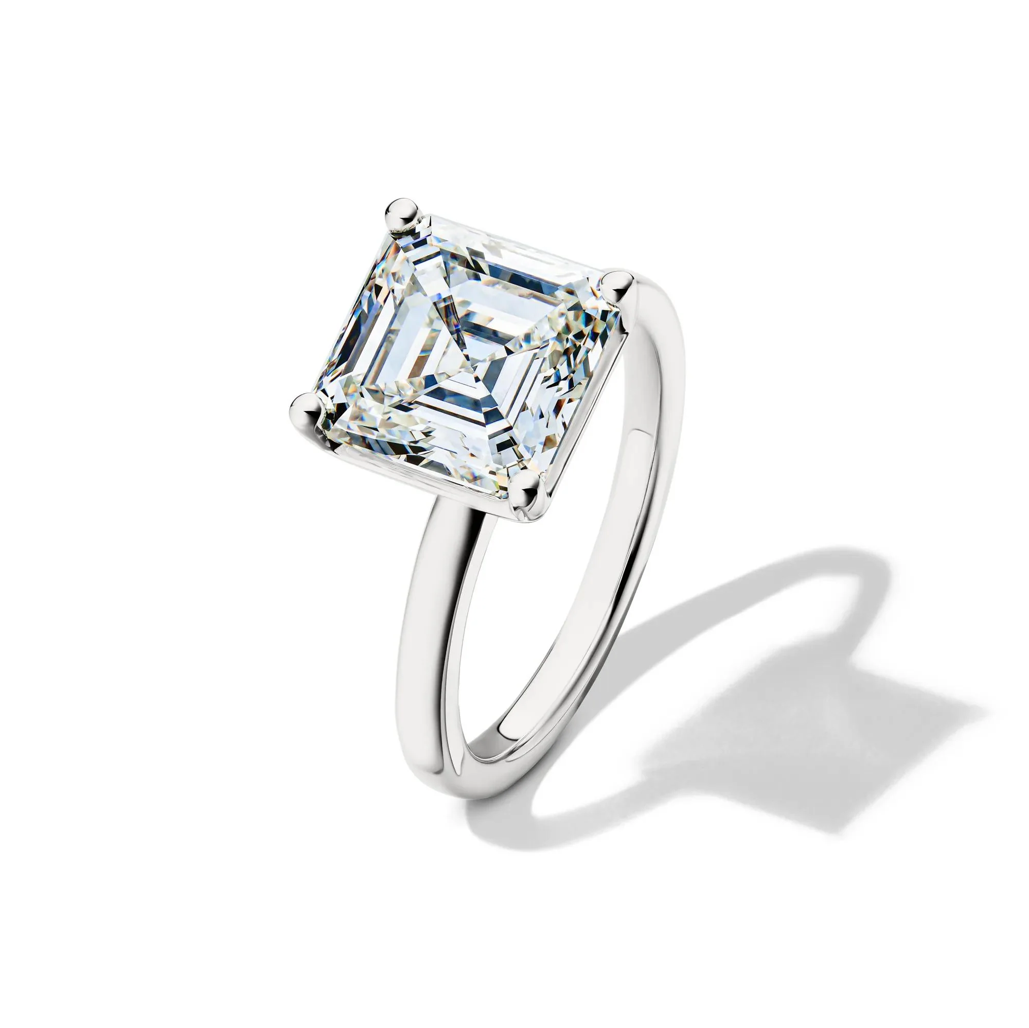 Lab Grown Diamond Asscher-Cut Solitaire Engagement Ring 14K White Gold (5 CT.) Size 4.5 2mm - Image 4
