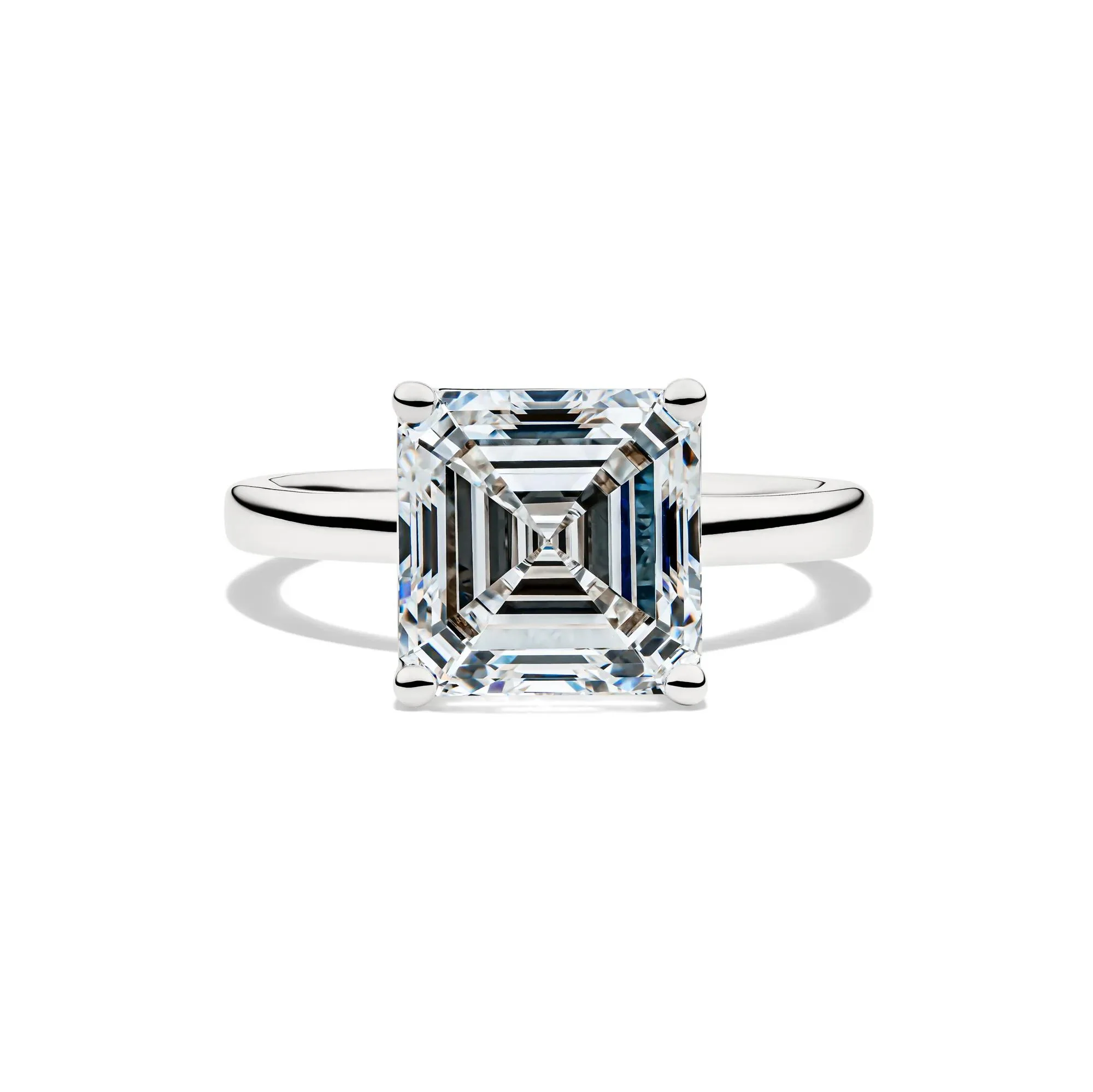 Lab Grown Diamond Asscher-Cut Solitaire Engagement Ring 14K White Gold (5 CT.) Size 6 2mm