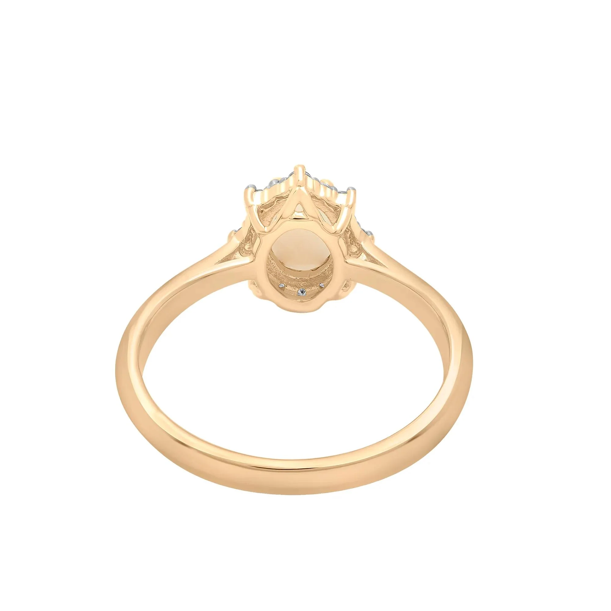 Australian Opal Oval & Diamond Halo Ring 10K Yellow Gold Size 6.5 2mm - Image 5