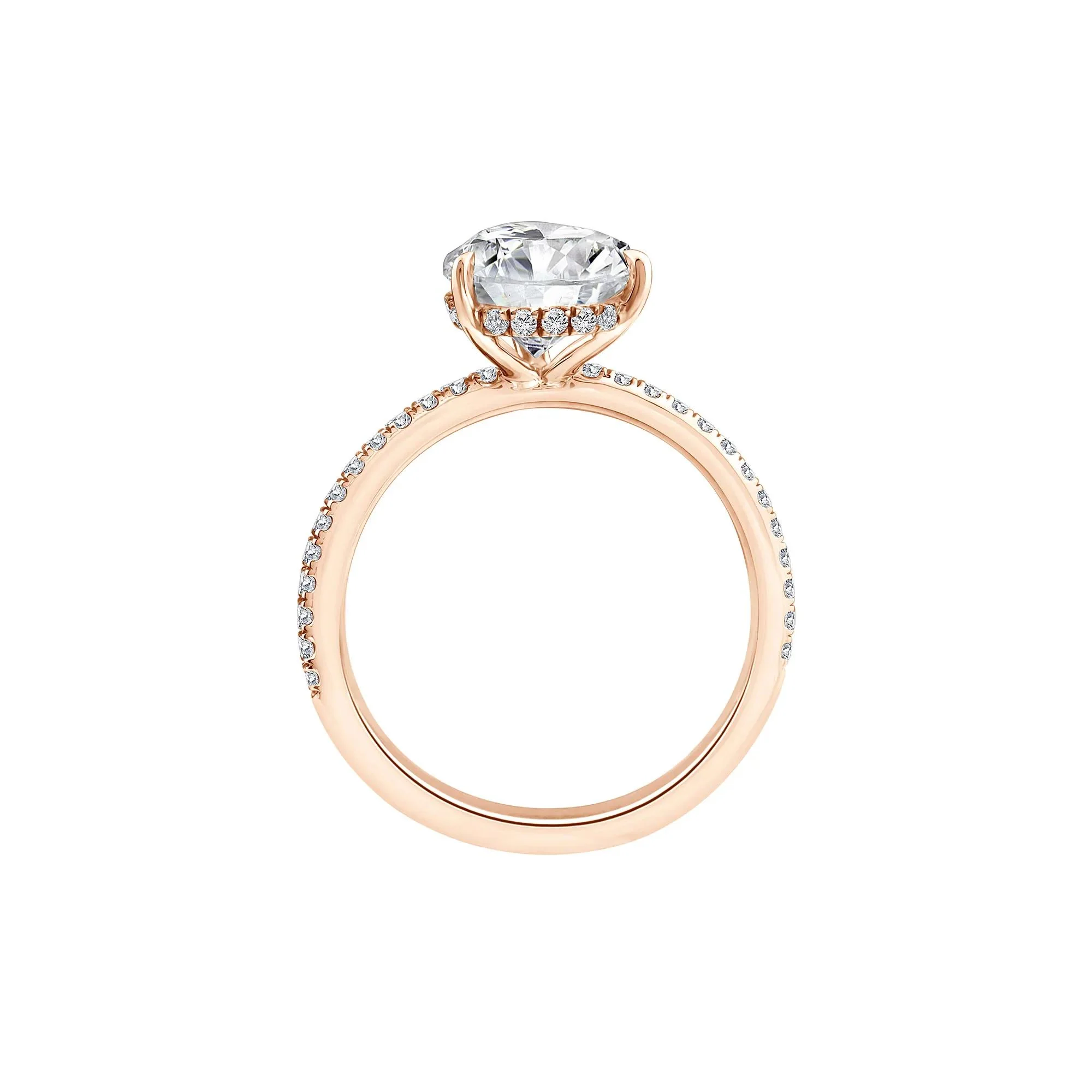 3 1/4 CT. Tw. Lab Grown Diamond Pear-Shaped Engagement Ring 14K Rose Gold Round Brilliant Cut Size 7 1mm - Image 2
