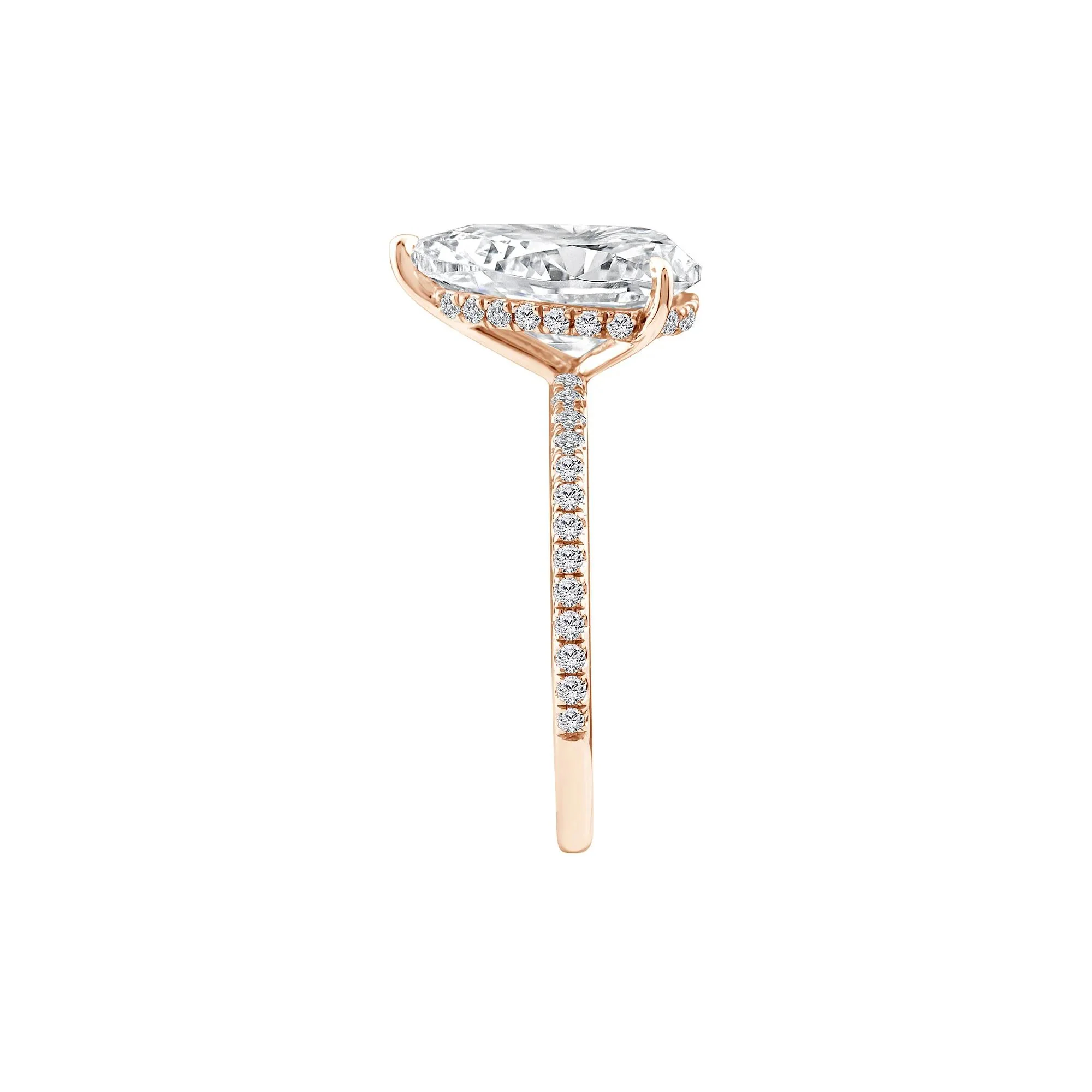 3 1/4 CT. Tw. Lab Grown Diamond Pear-Shaped Engagement Ring 14K Rose Gold Round Brilliant Cut Size 8.5 1mm - Image 3