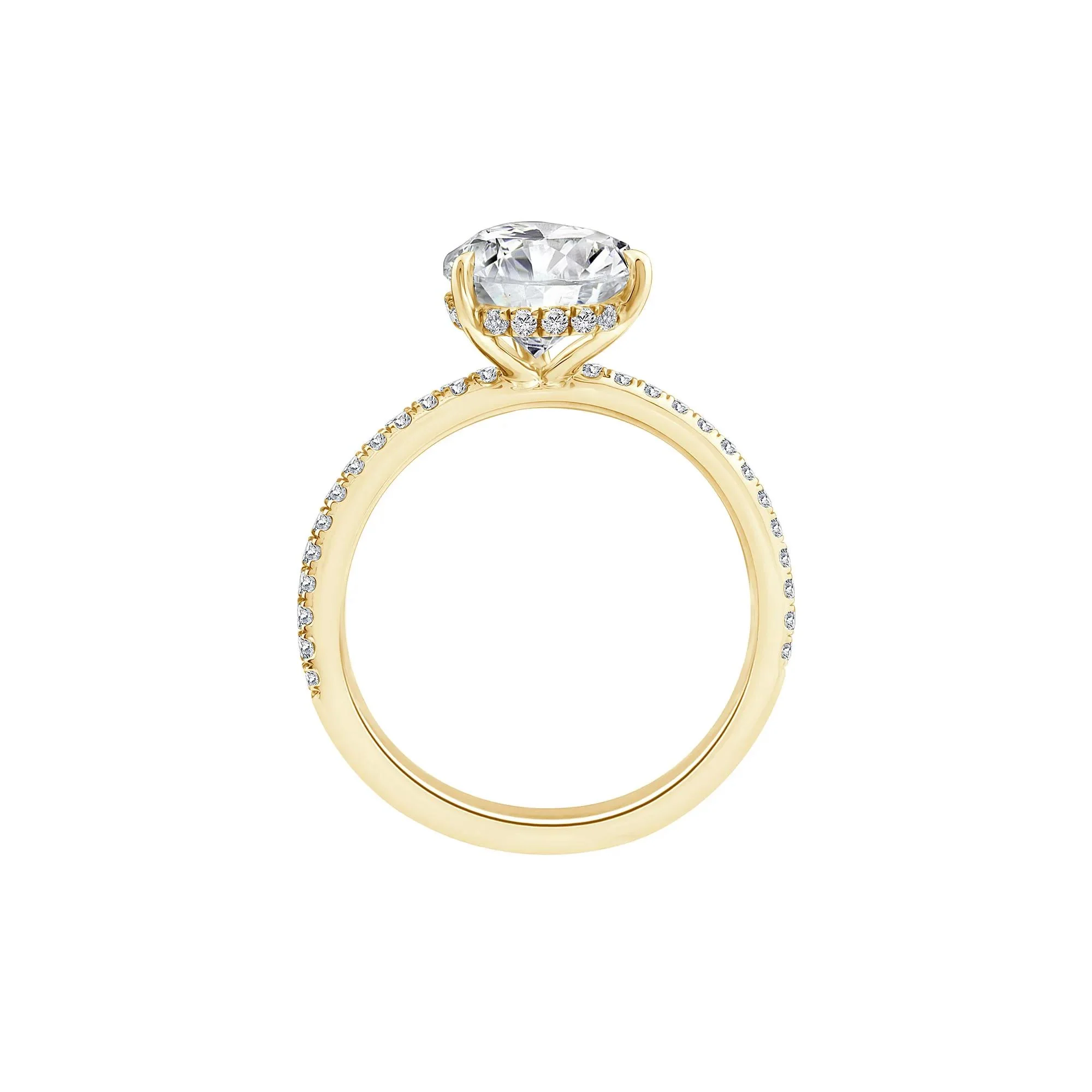 3 1/4 CT. Tw. Lab Grown Diamond Pear-Shaped Engagement Ring 14K Yellow Gold Round Brilliant Cut Size 7 1mm - Image 2