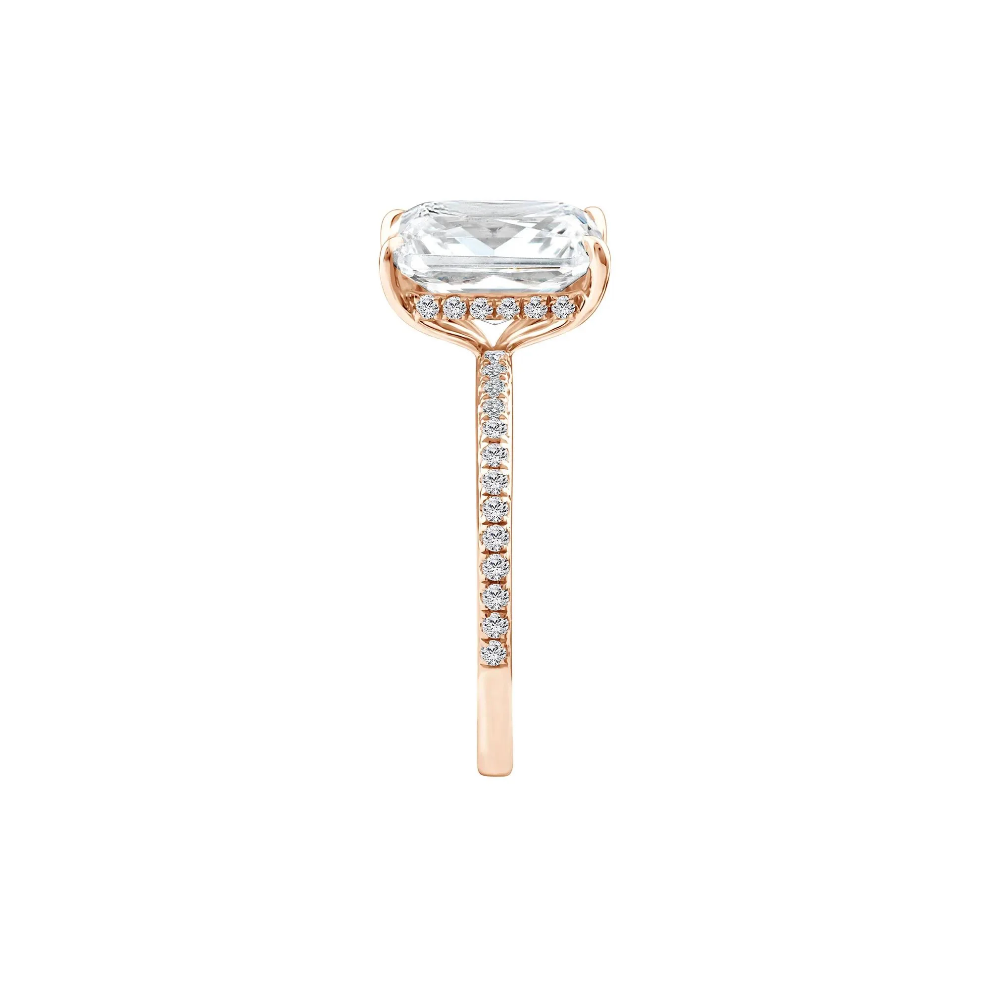 3 1/4 CT. Tw. Lab Grown Diamond Radiant-Cut Engagement Ring 14K Rose Gold Round Brilliant Cut Size 5.5 1mm - Image 3