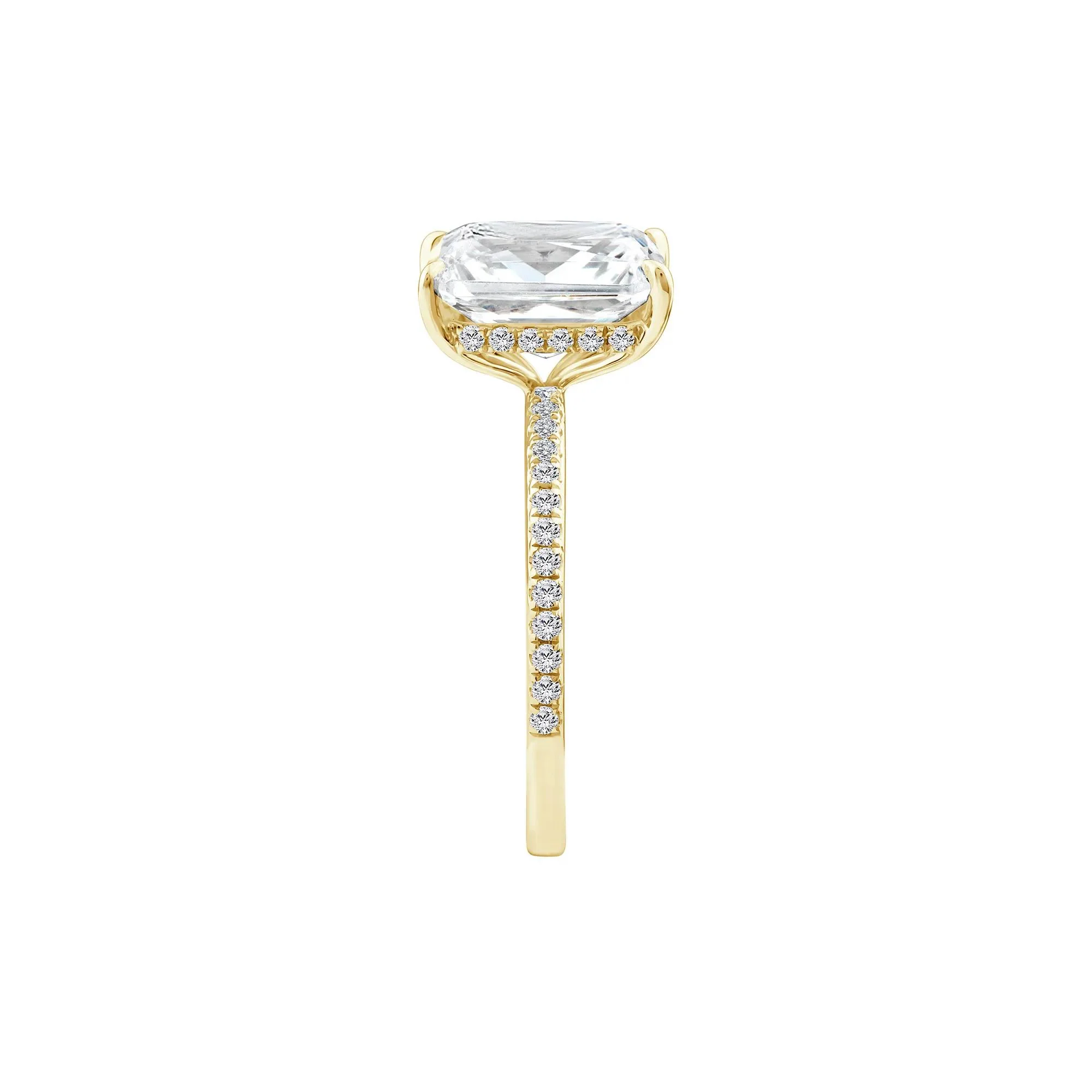 3 1/4 CT. Tw. Lab Grown Diamond Radiant-Cut Engagement Ring 14K Yellow Gold Round Brilliant Cut Size 7.5 1mm - Image 3