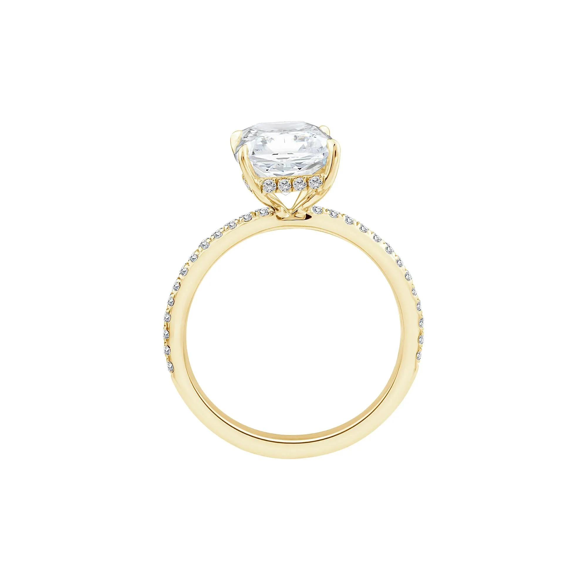 3 1/4 CT. Tw. Lab Grown Diamond Radiant-Cut Engagement Ring 14K Yellow Gold Round Brilliant Cut Size 8 1mm - Image 2