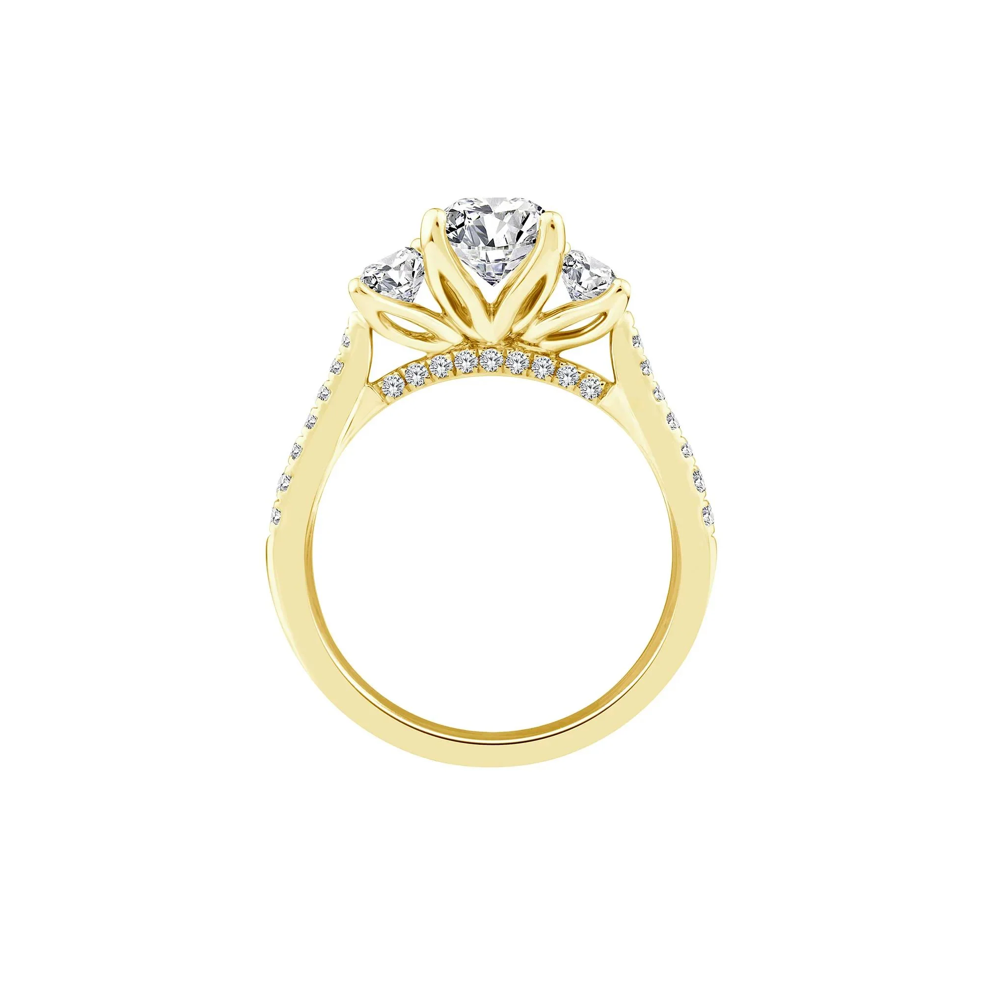 3 1/4 CT. Tw. Lab Grown Diamond Emerald-Cut Three Stone Engagement Ring 14K Yellow Gold Size 5.5 - Image 2