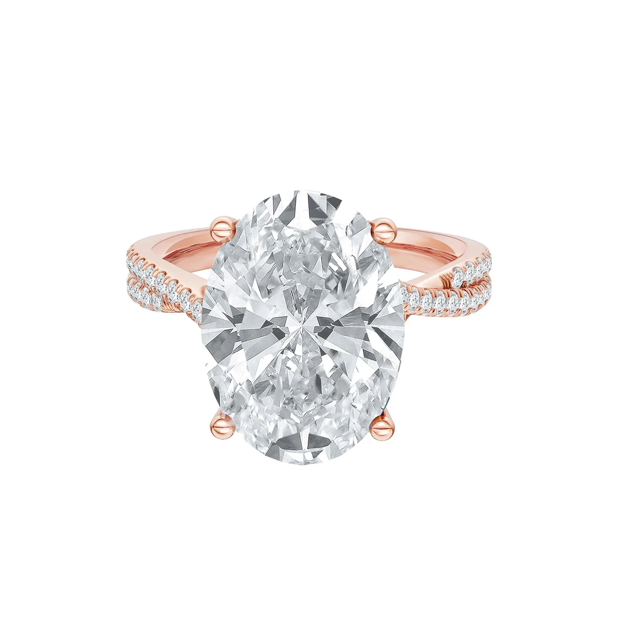 6 1/3 CT. Tw. Lab Grown Diamond Engagement Ring 14K Rose Gold Size 5.5 2mm