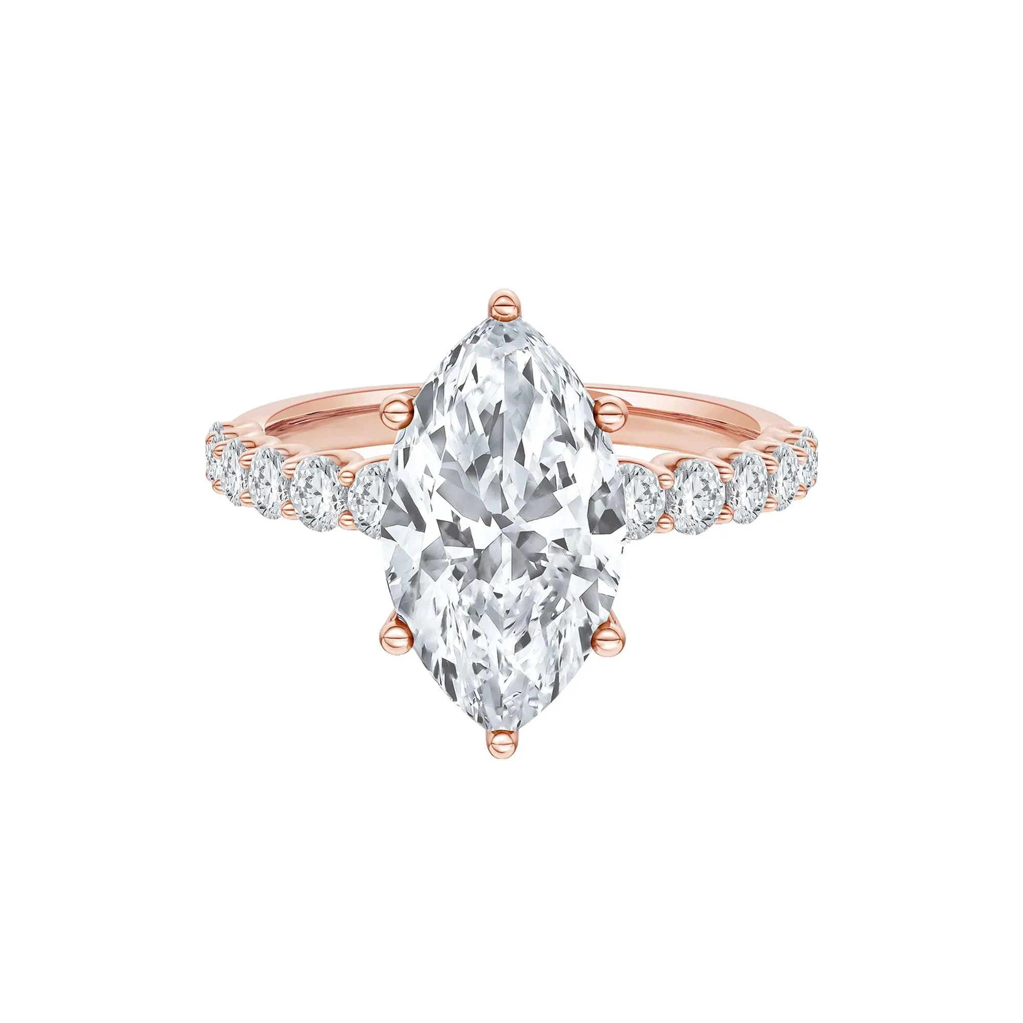 3 5/8 CT. Tw. Lab Grown Diamond Engagement Ring 14K Rose Gold Size 6.5 2mm
