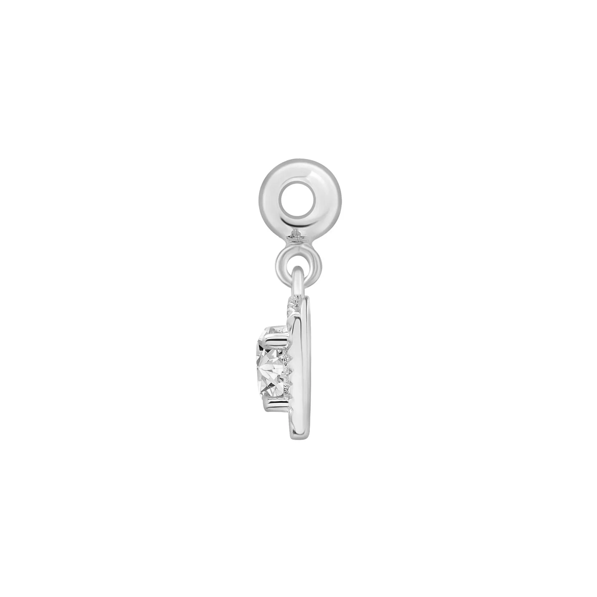 Lab-Created White Sapphire Medallion Birthstone Bead Charm .925 Sterling Silver Size 13.00mm - Image 2