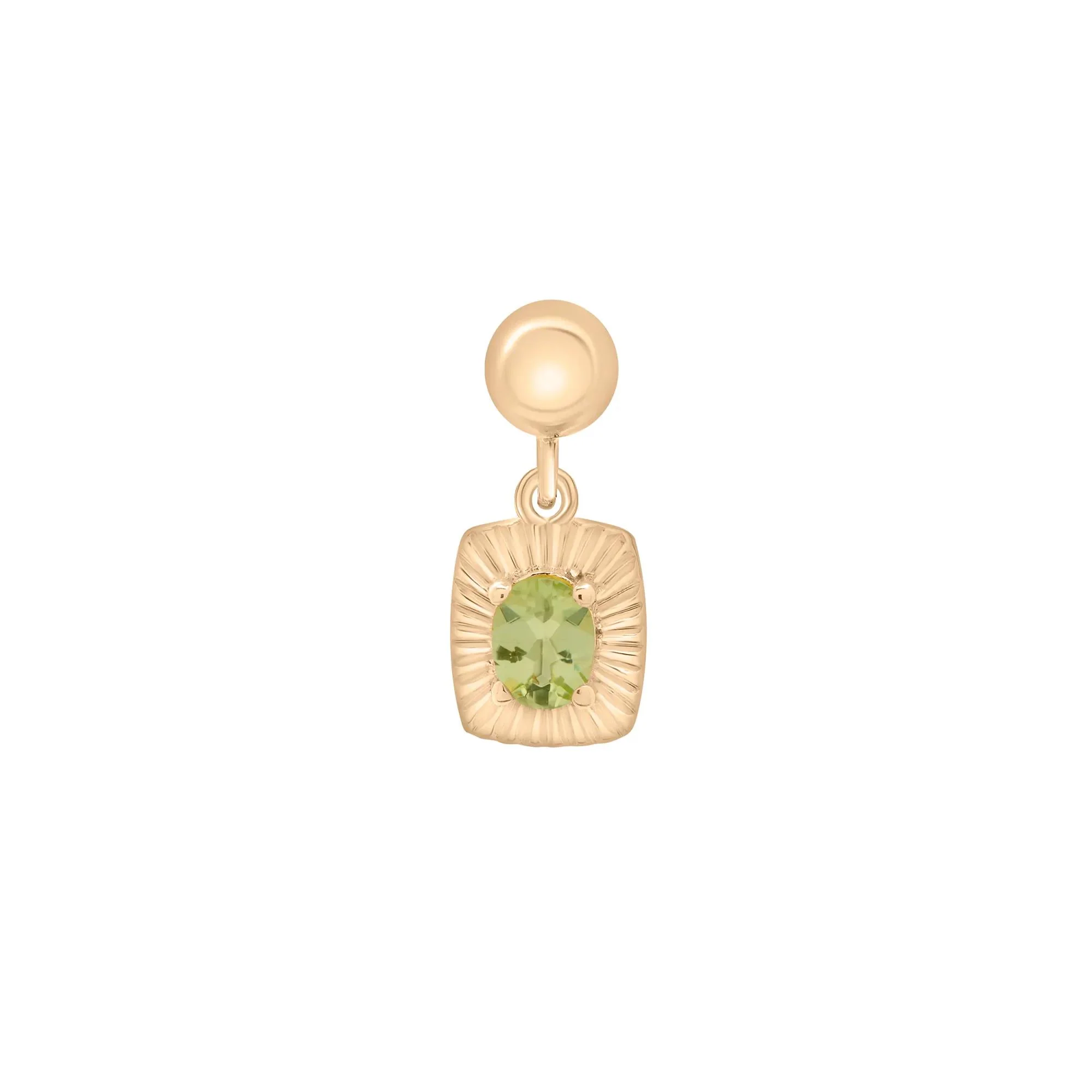 Peridot Medallion Birthstone Bead Charm Vermeil Yellow Size 13.00mm