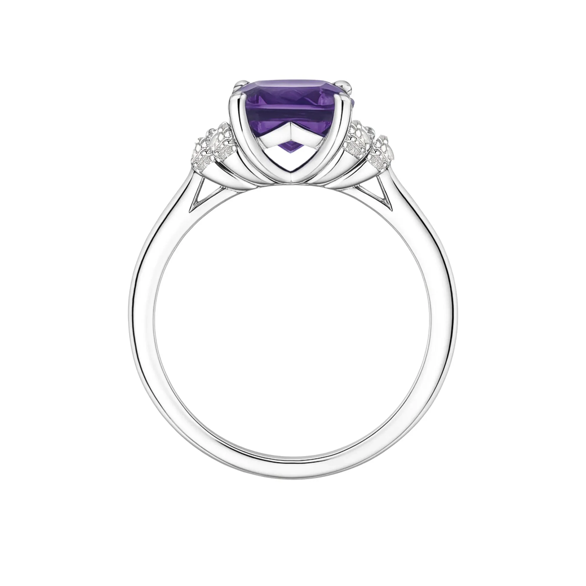Amethyst & Lab-Created White Sapphire Ring Earring and Pendant Box Set .925 Sterling Silver Size 7 1mm - Image 3