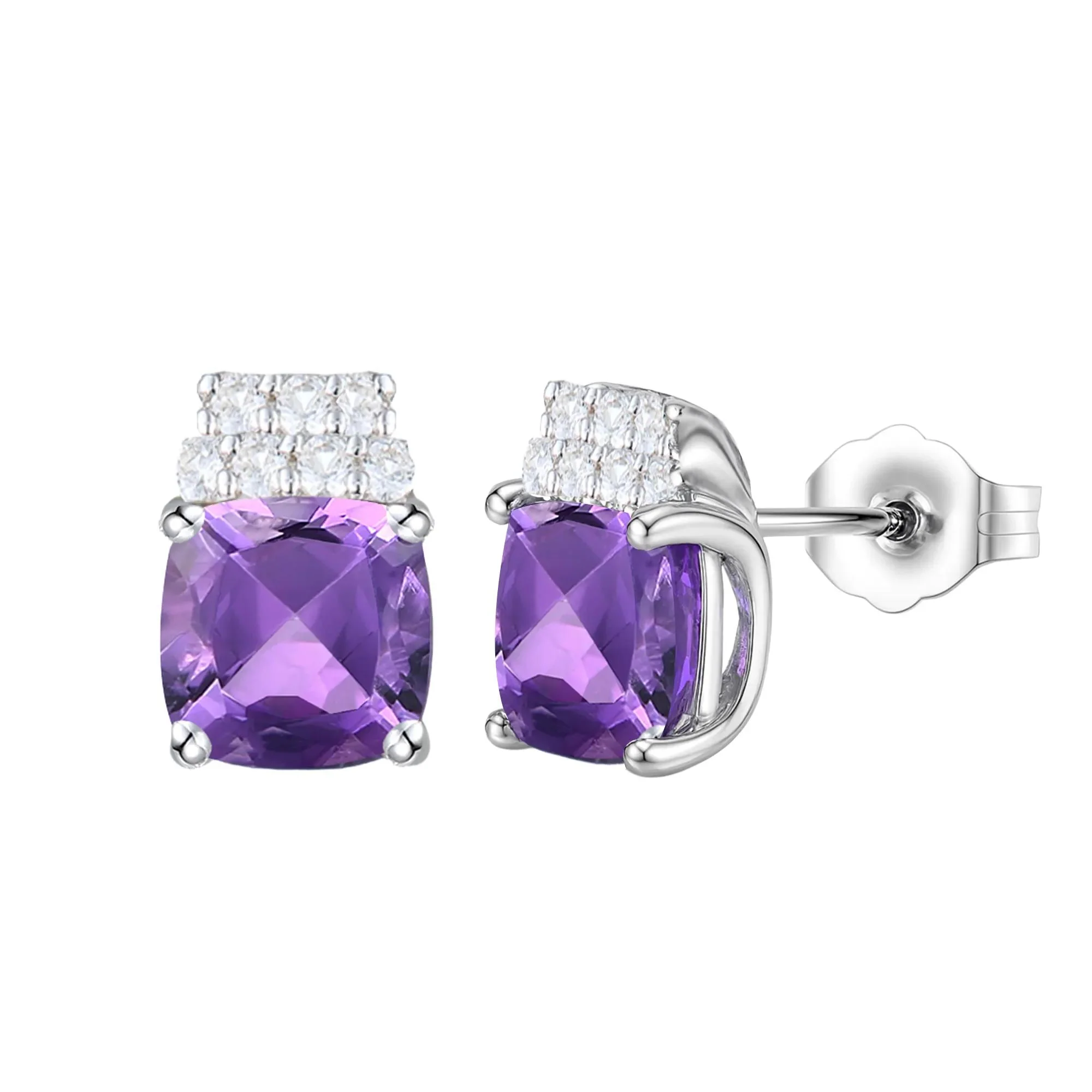 Amethyst & Lab-Created White Sapphire Ring Earring and Pendant Box Set .925 Sterling Silver Size 7 1mm - Image 8