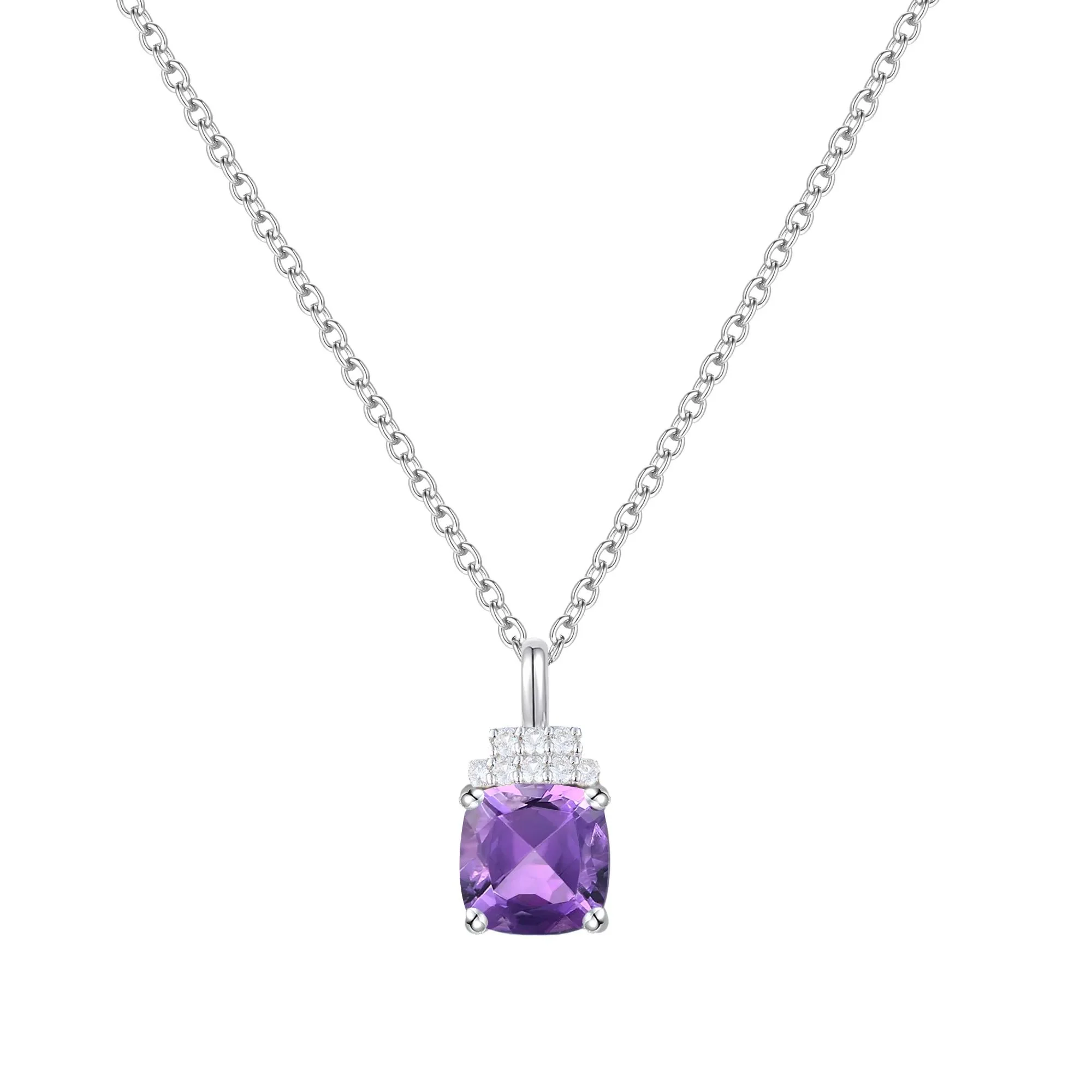Amethyst & Lab-Created White Sapphire Ring Earring and Pendant Box Set .925 Sterling Silver Size 7.5 1mm - Image 7
