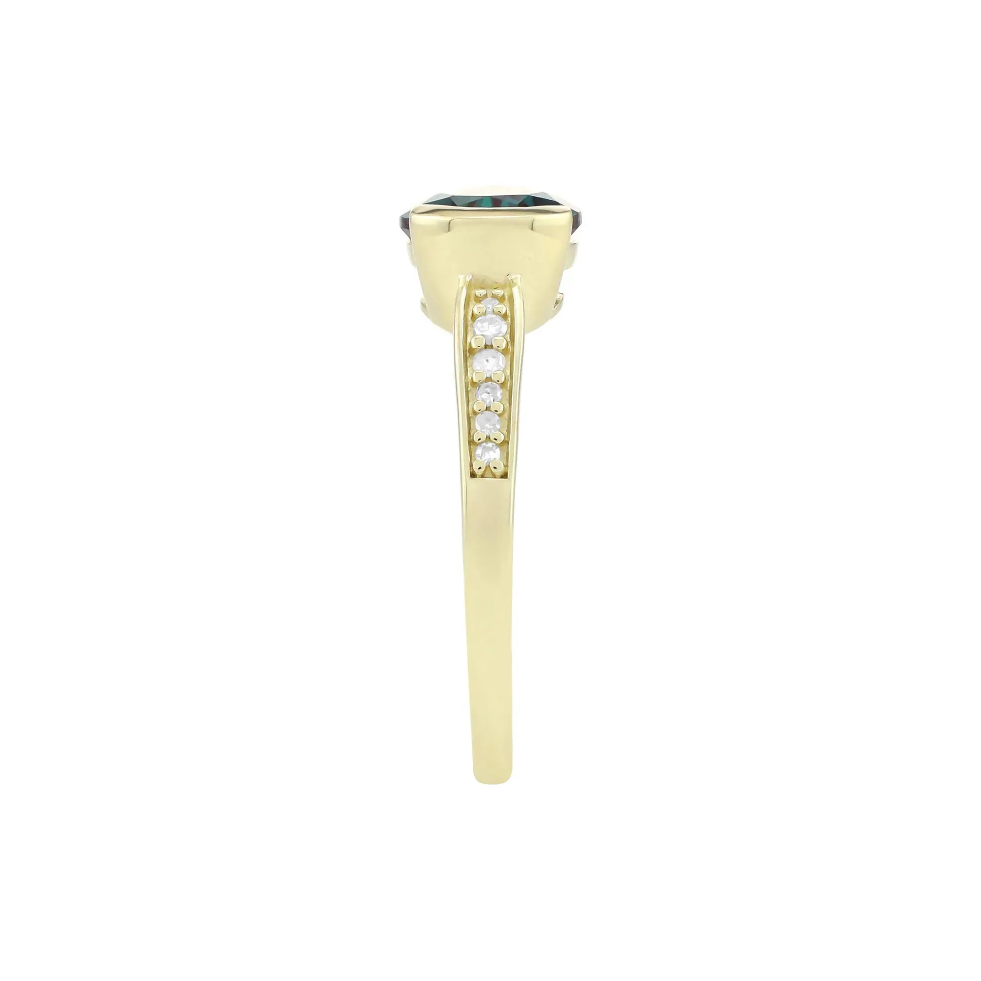 Pear-Shaped Alexandrite & Diamond Accent Ring 10K Yellow Gold Size 9 1.5mm - Image 3