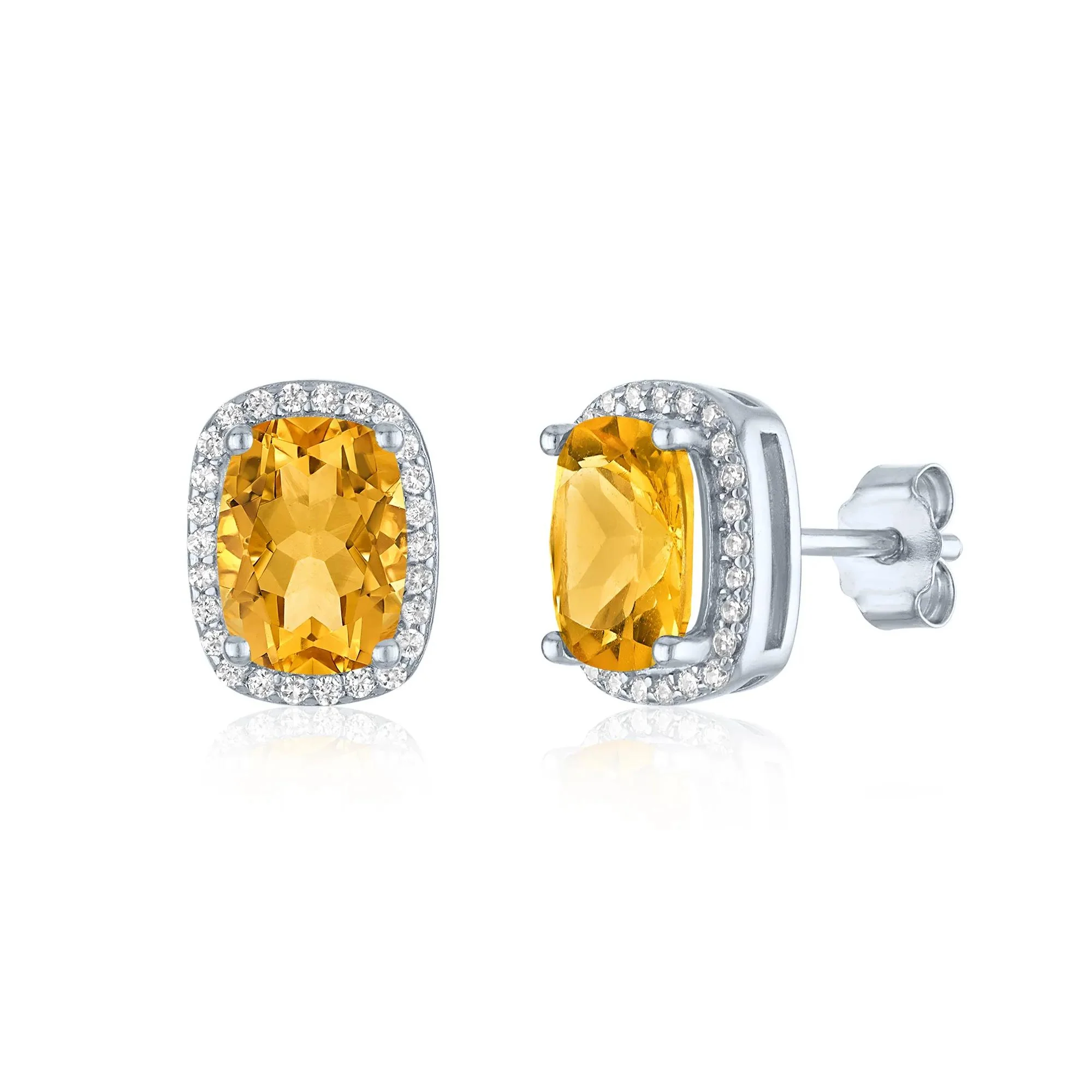 Citrine & Lab-Created White Sapphire Ring Earring and Pendant Box Set .925 Sterling Silver Size 8 1mm - Image 4