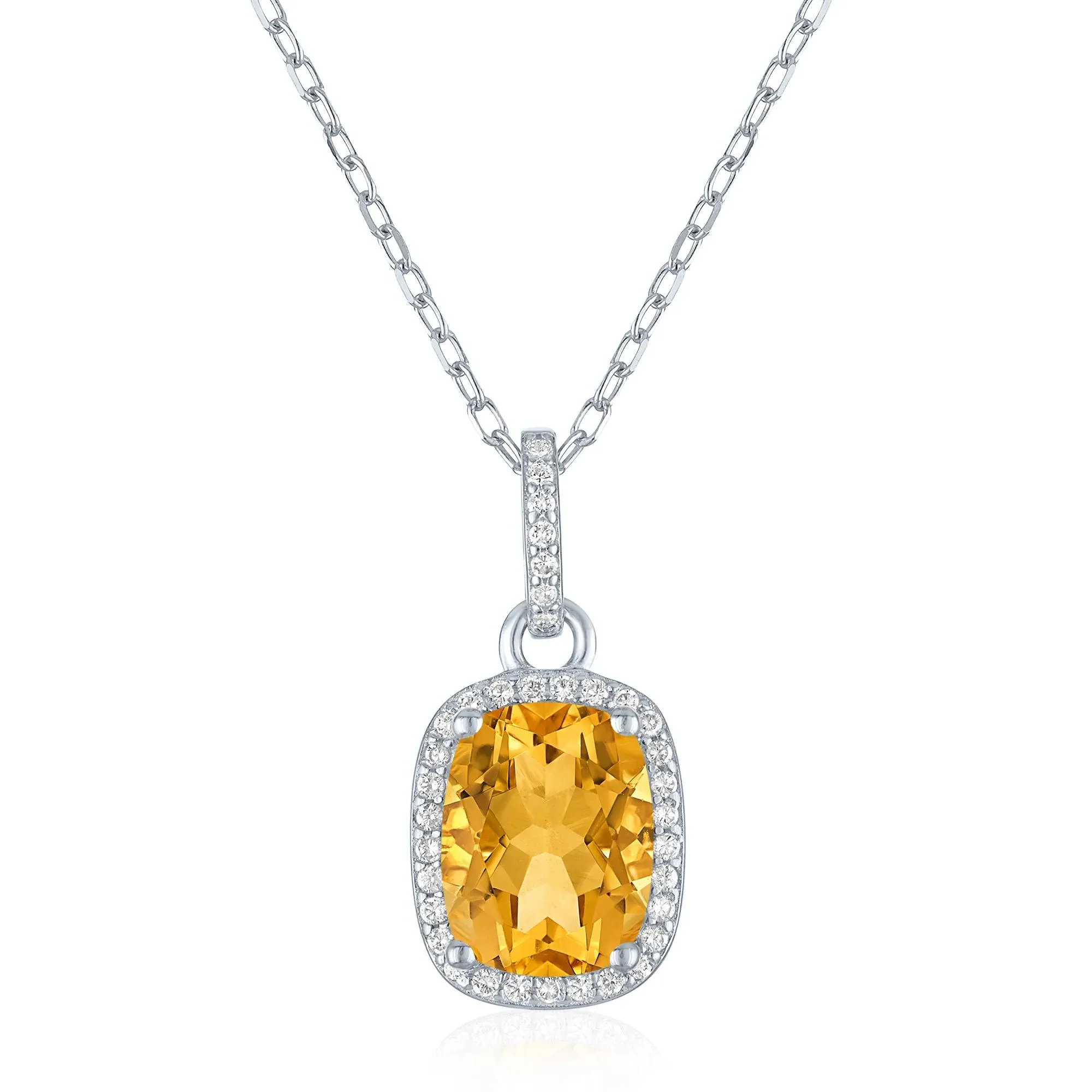 Citrine & Lab-Created White Sapphire Ring Earring and Pendant Box Set .925 Sterling Silver Size 9 1mm - Image 2